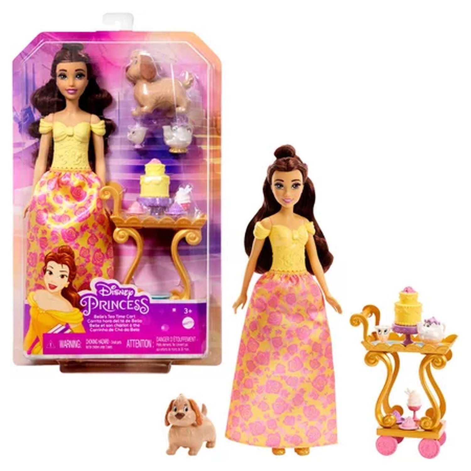 Voir la diapositive 2 : MATTEL Poupée Coffret Belle et son chariot à Thé - Disney Princesse