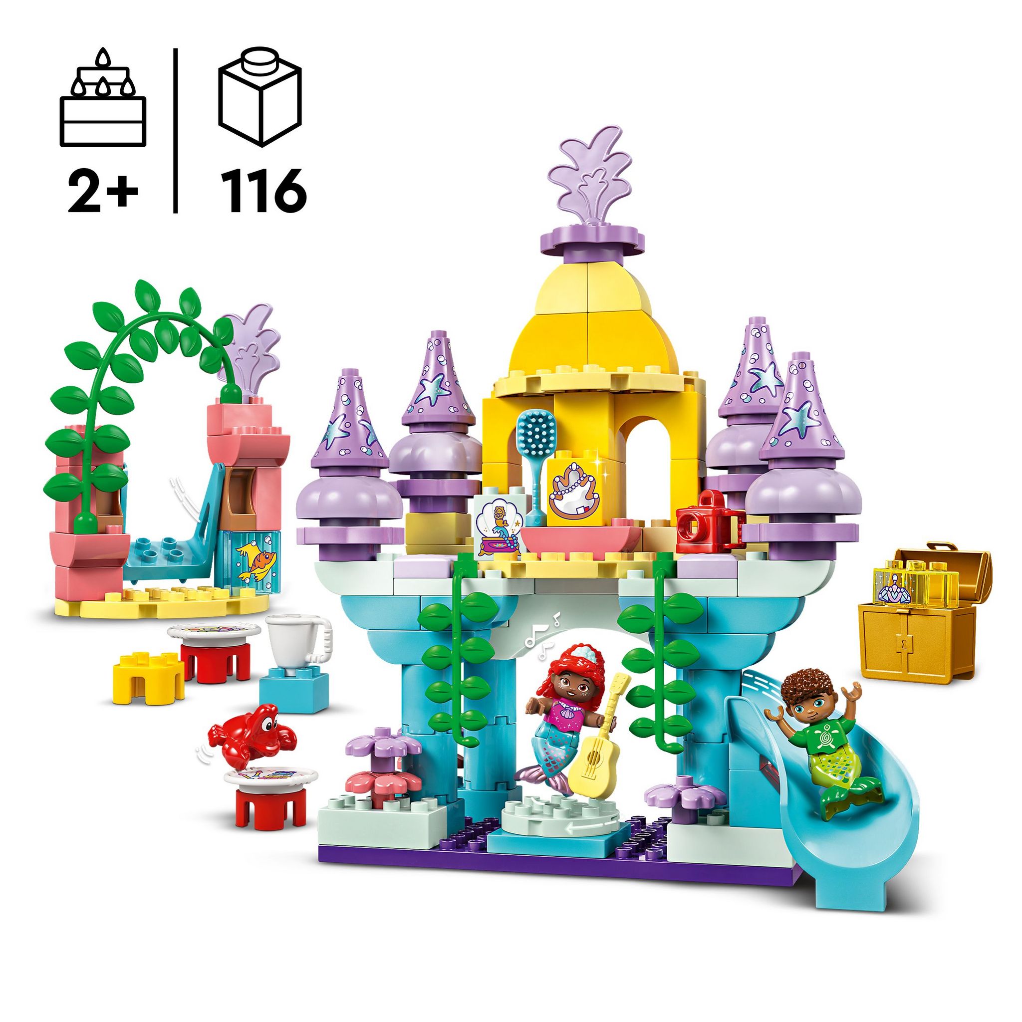 Voir la diapositive 3 : LEGO Disney 10435 -  Le Palais Sous-marin Magique d'Ariel - Poupée La Petite Sirène - Jouet d'Activité et de Développement - mes Premières Briques Pour Enfants dès 2 Ans Passionnés de Jeu de Rôle