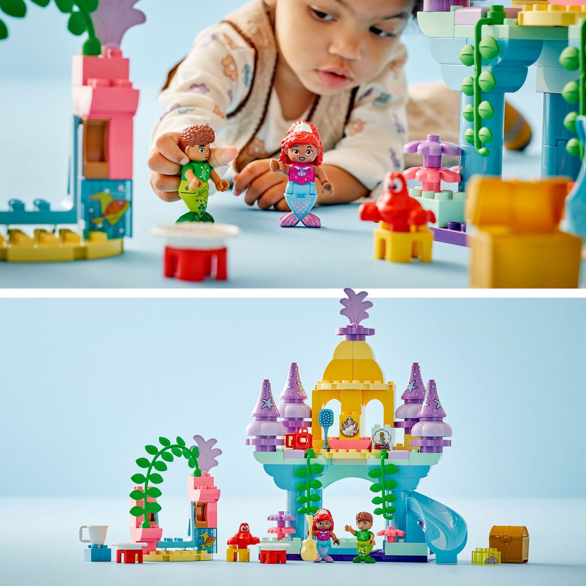LEGO Disney 10435 -  Le Palais Sous-marin Magique d'Ariel - Poupée La Petite Sirène - Jouet d'Activité et de Développement - mes Premières Briques Pour Enfants dès 2 Ans Passionnés de Jeu de Rôle