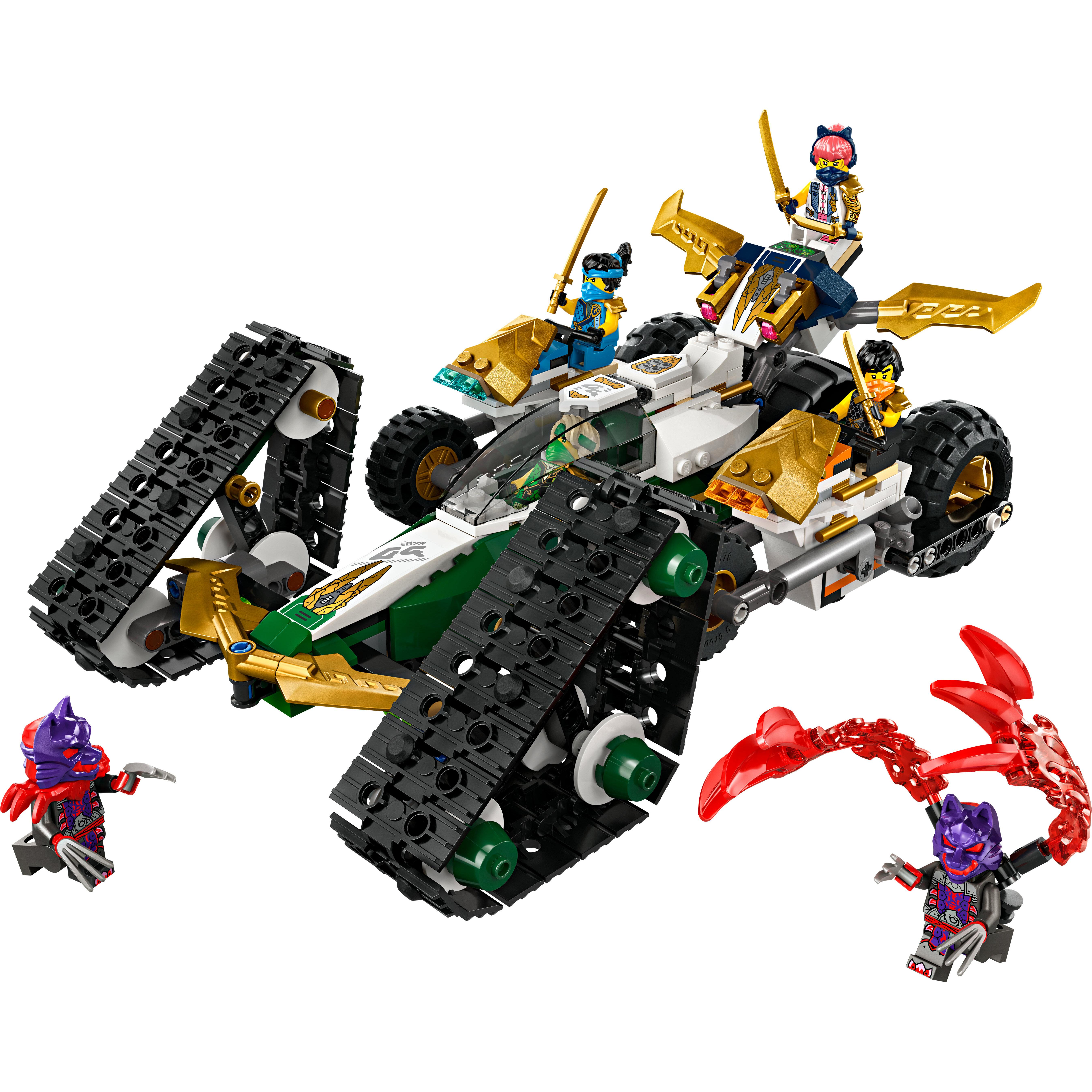 Voir la diapositive 2 : LEGO Ninjago 71820 - Le Véhicule Combiné de l'Équipe des Ninjas - Jouet 4-en-1 Pour Enfants dès 9 Ans - Planeur, Bolide Tout-terrain et 2 Motos - 6 Minifigurines