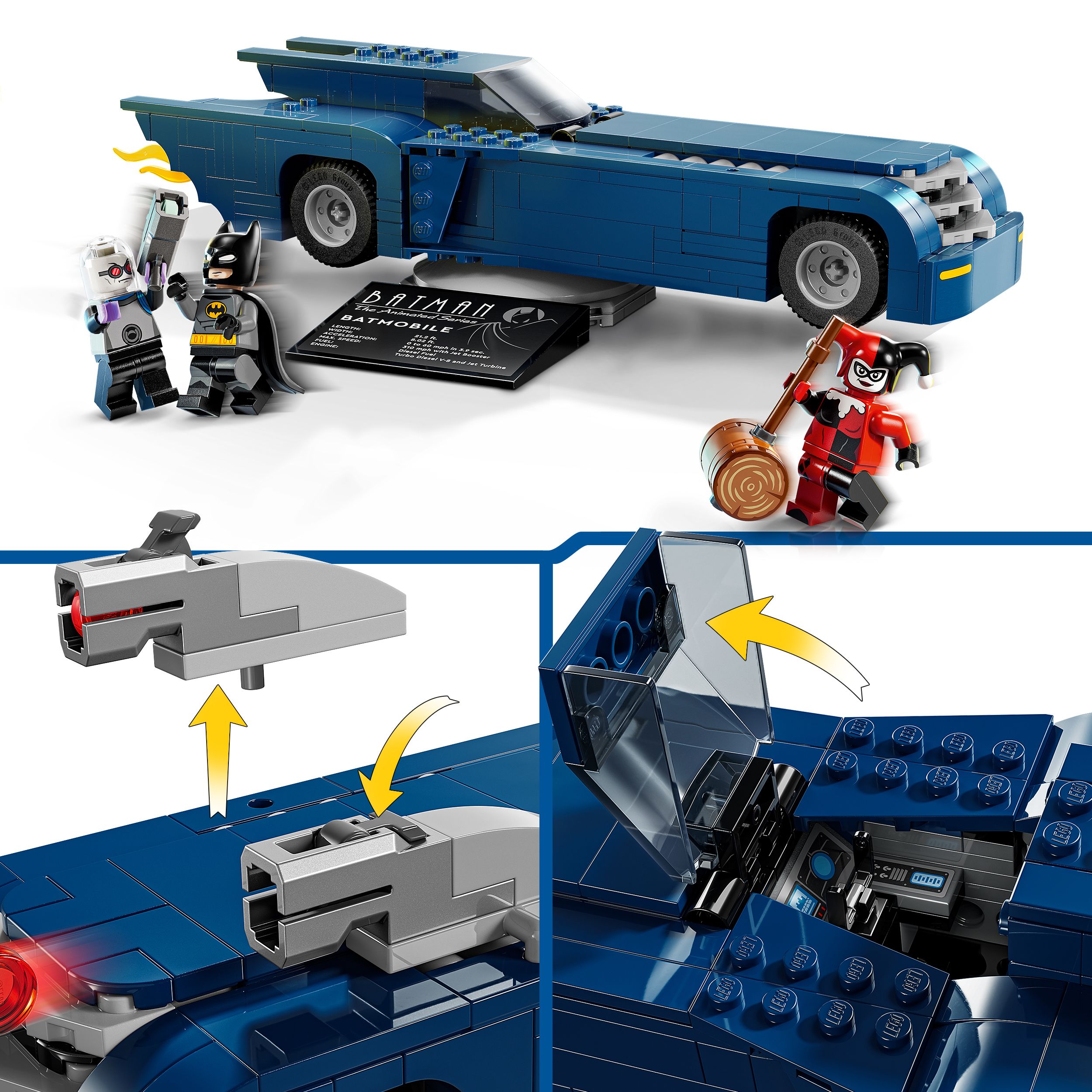 Voir la diapositive 4 : LEGO DC Comics Batman - Batman Avec la Batmobile Contre Harley Quinn et Mr. Freeze - Véhicule de la Série TV d'Animation