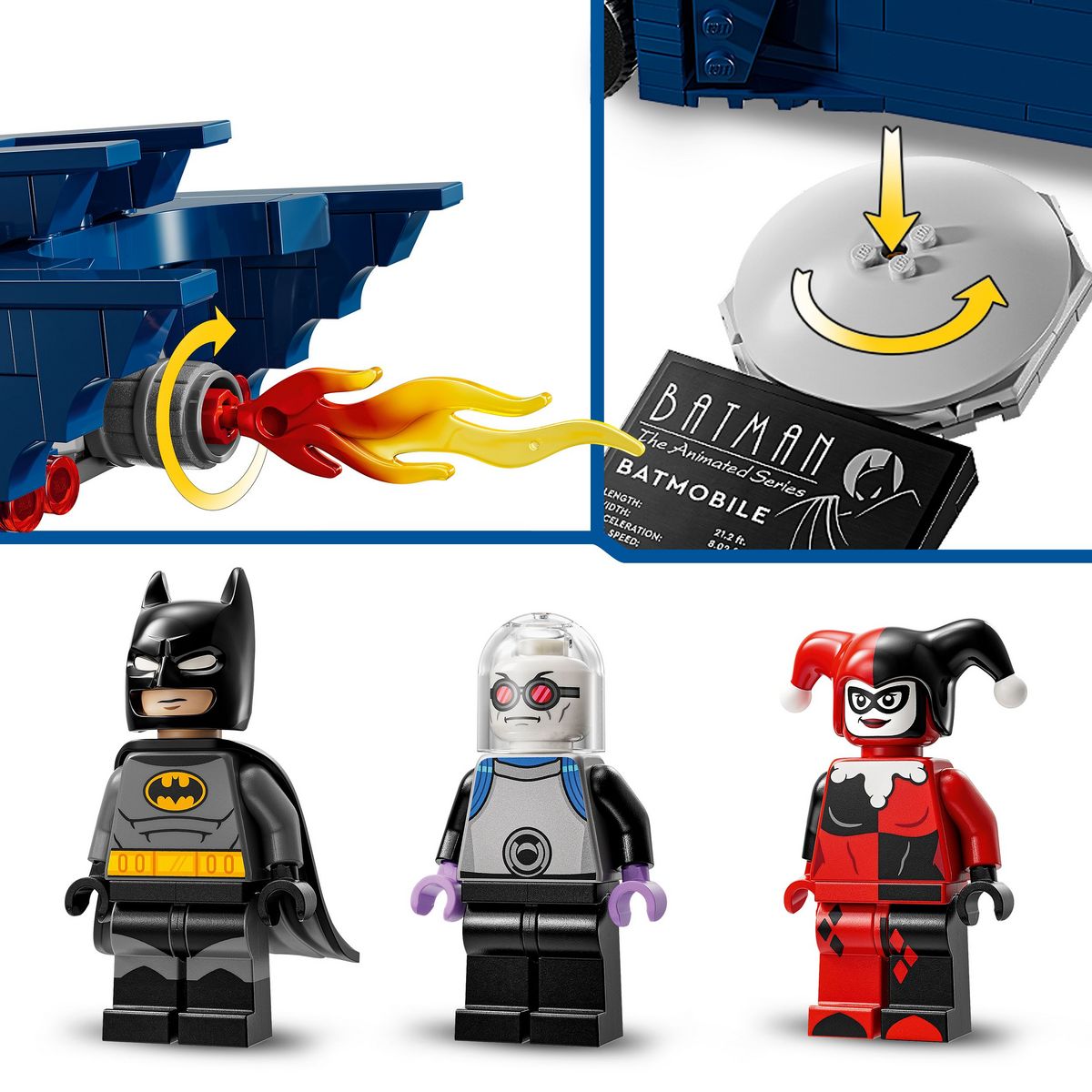 LEGO DC Comics Batman - Batman Avec la Batmobile Contre Harley Quinn et Mr. Freeze - Véhicule de la Série TV d'Animation