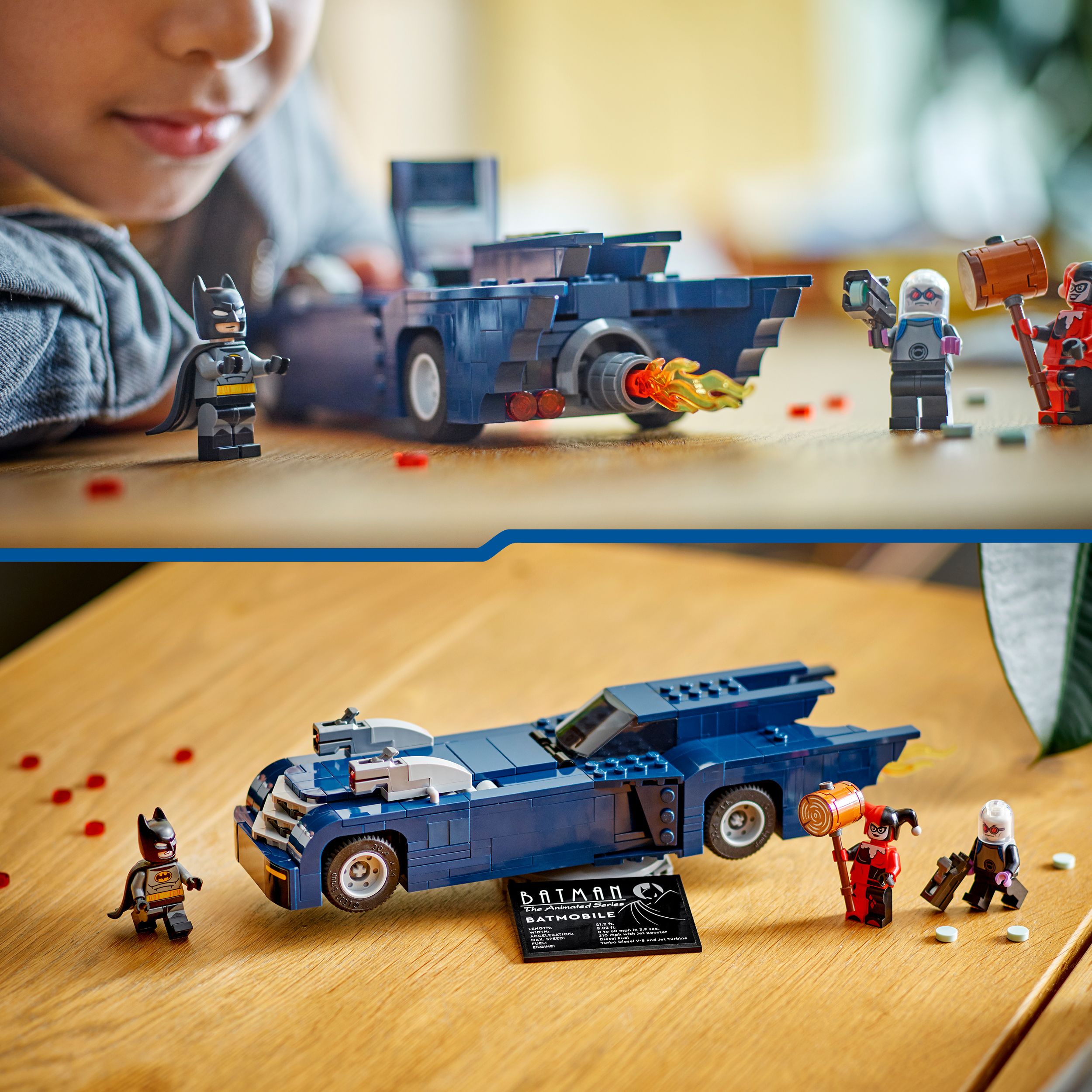 Voir la diapositive 6 : LEGO DC Comics Batman - Batman Avec la Batmobile Contre Harley Quinn et Mr. Freeze - Véhicule de la Série TV d'Animation
