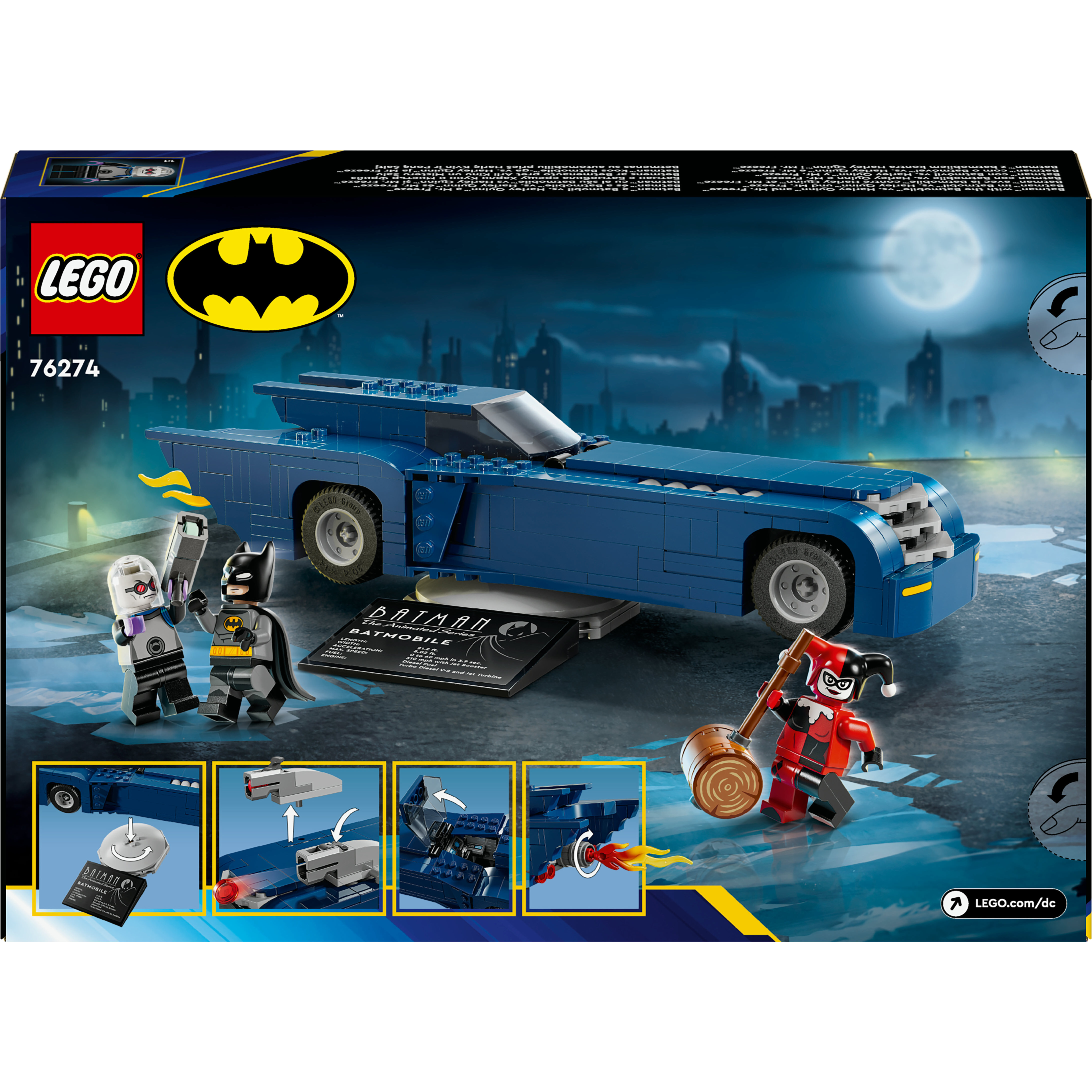 Voir la diapositive 8 : LEGO DC Comics Batman - Batman Avec la Batmobile Contre Harley Quinn et Mr. Freeze - Véhicule de la Série TV d'Animation