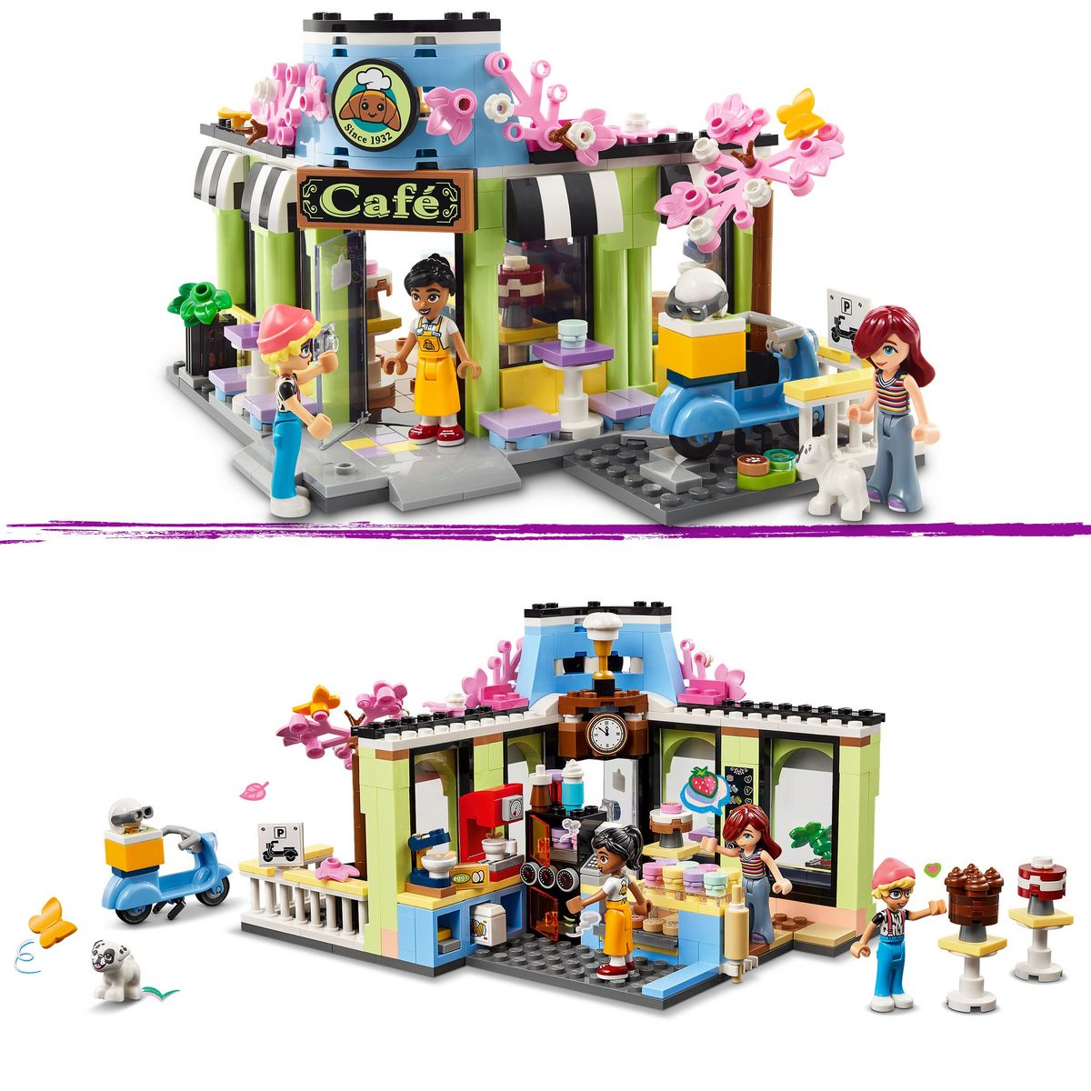 LEGO Friends 42618 - Le Café de Heartlake City - Jouet Pour Enfants - Pâtisserie à Construire - Loisir Créatif et Idée de Cadeau pour les Filles et les Garçons dès 6 ans - 3 Mini-poupées et un Chien
