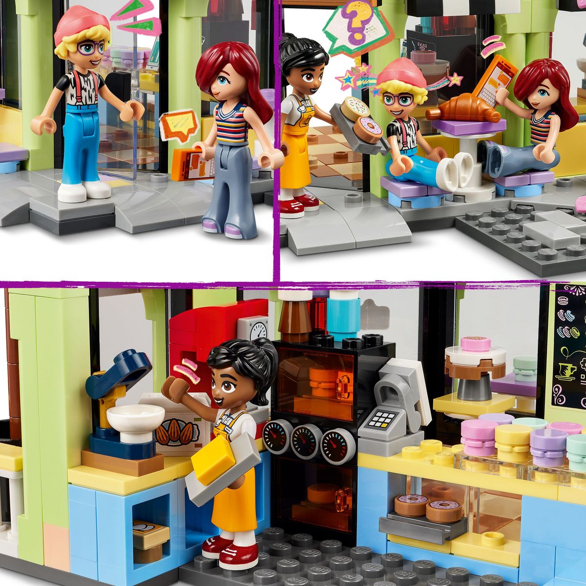 LEGO Friends 42618 - Le Café de Heartlake City - Jouet Pour Enfants - Pâtisserie à Construire - Loisir Créatif et Idée de Cadeau pour les Filles et les Garçons dès 6 ans - 3 Mini-poupées et un Chien