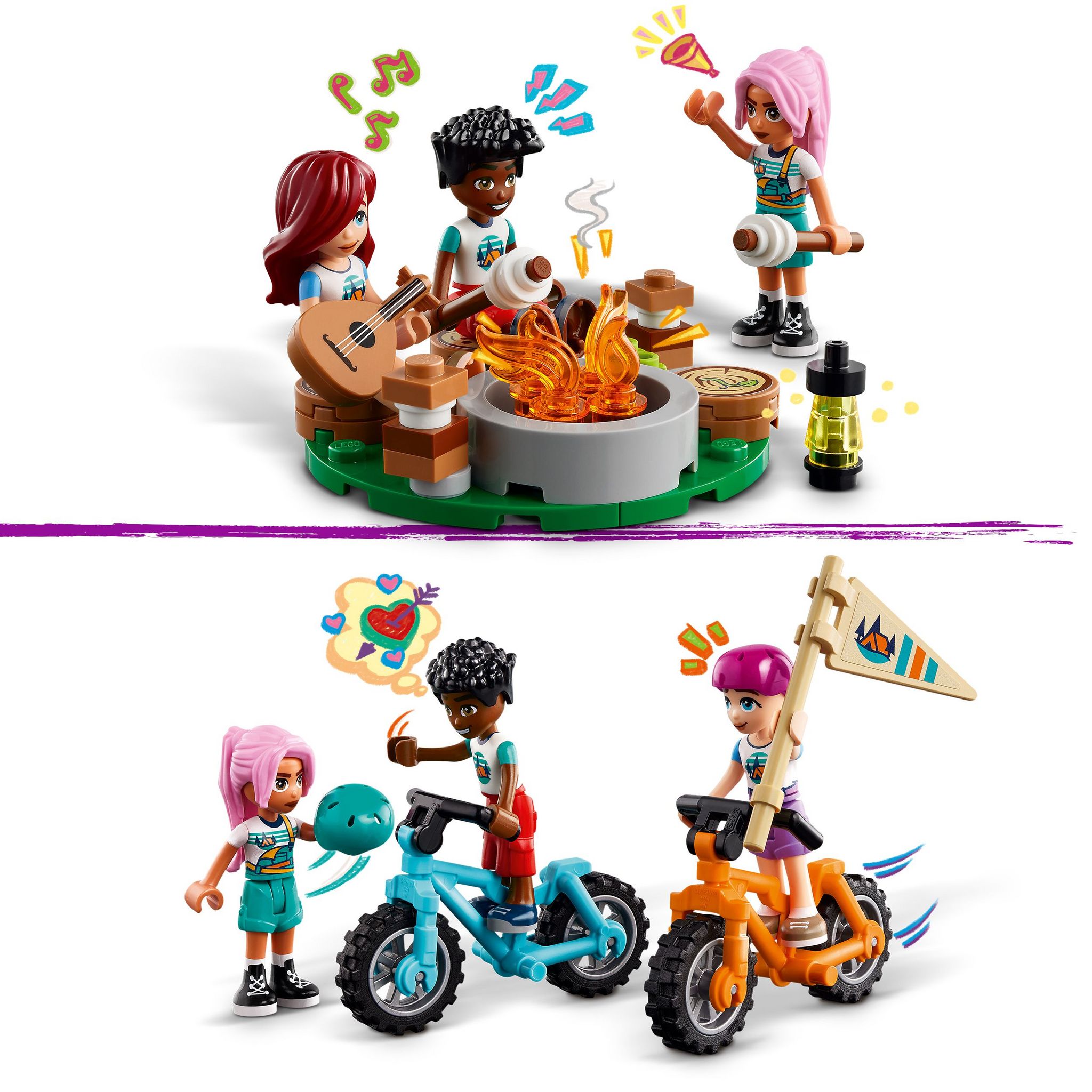Voir la diapositive 5 : LEGO Friends 42624 -  Les Cabanes Chaleureuses de la Base de Loisirs - Jouet sur le Thème du Camping et de la Nature