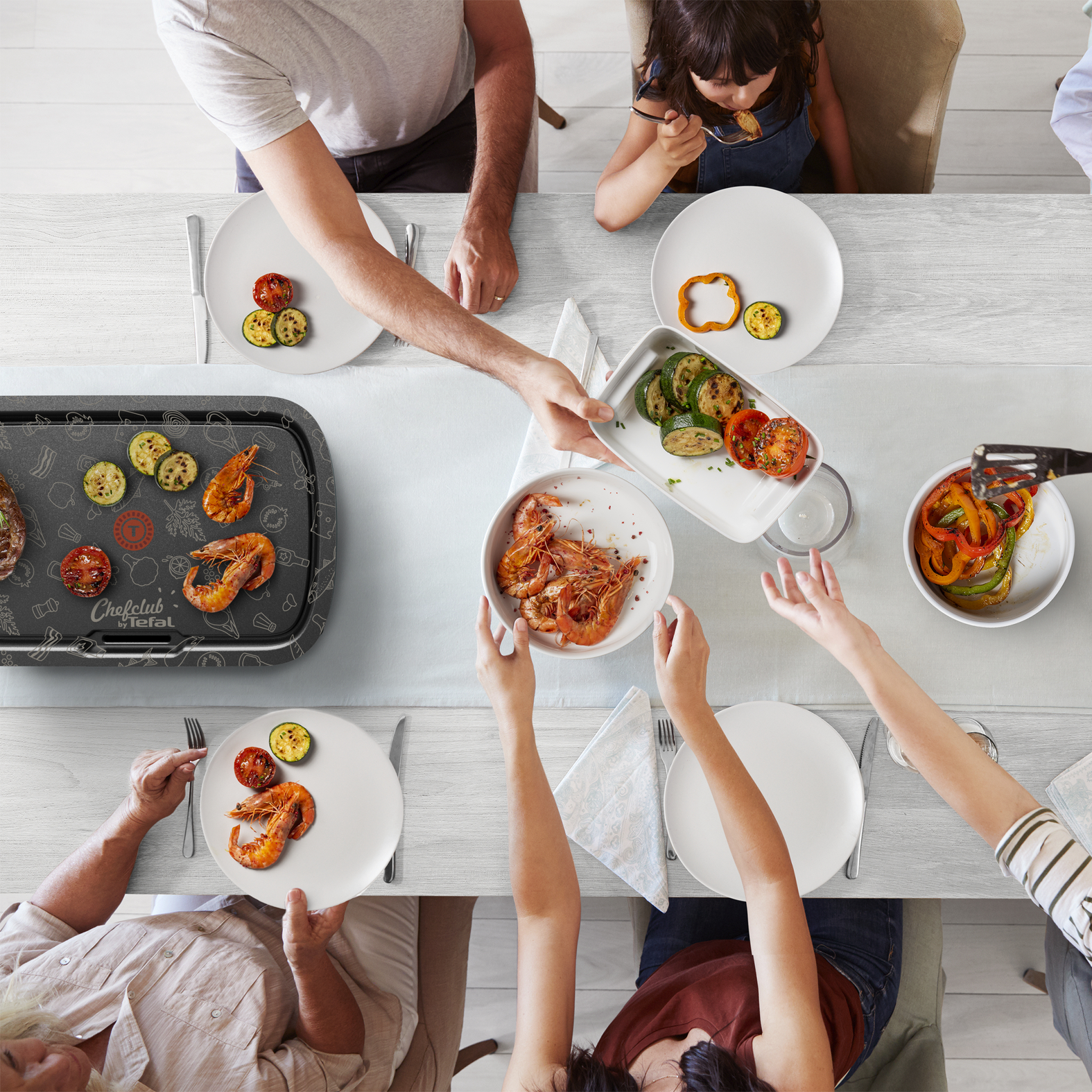 Voir la diapositive 5 : TEFAL Plancha électrique ChefClub CB657410 - Bleu