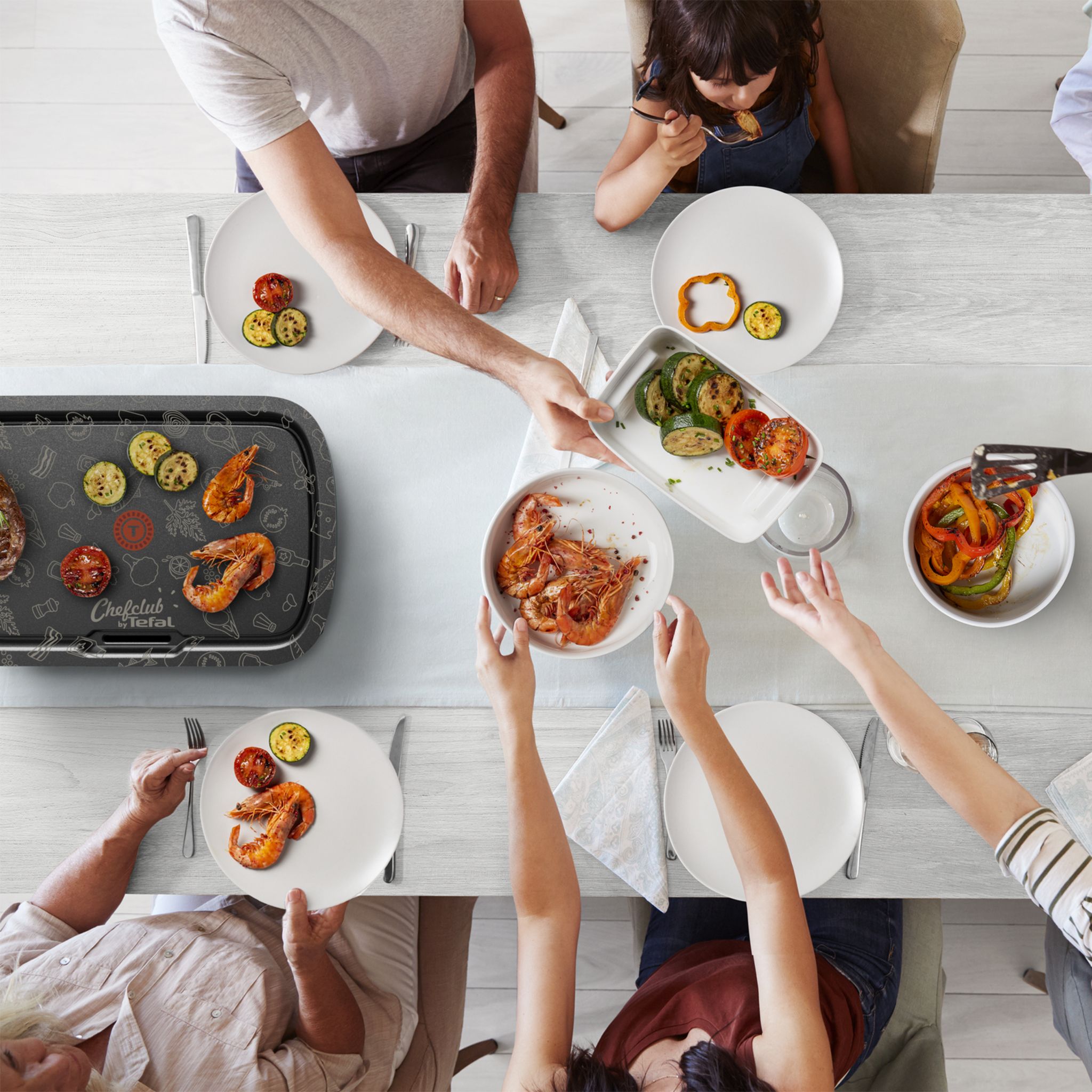 Voir la diapositive 5 : TEFAL Plancha électrique ChefClub CB657410 - Bleu