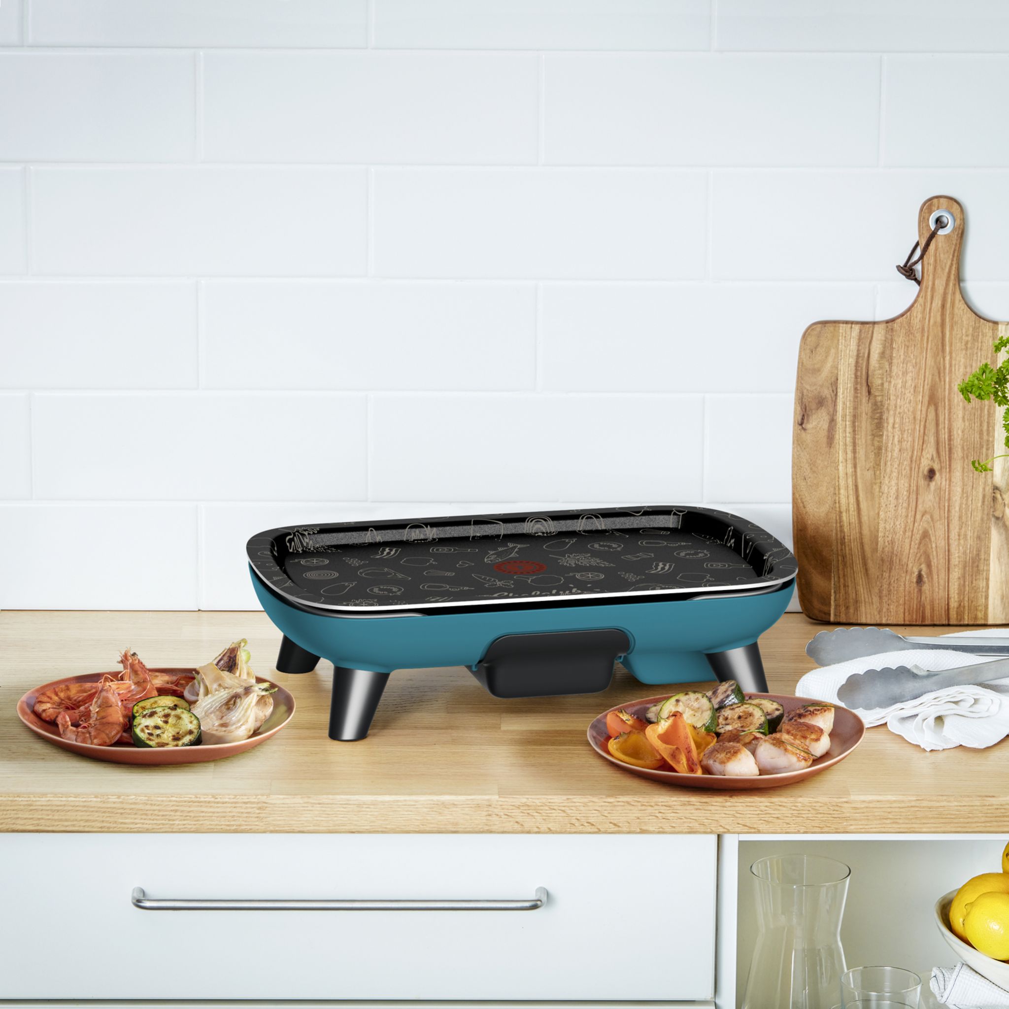 Voir la diapositive 6 : TEFAL Plancha électrique ChefClub CB657410 - Bleu