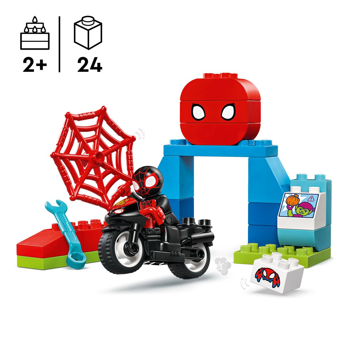 LEGO DUPLO Marvel 10424 - Marvel L'Aventure en Moto de Spin - Set Inspiré de la Série Spidey et Ses Amis Extraordinaires - Figurine Spiderman