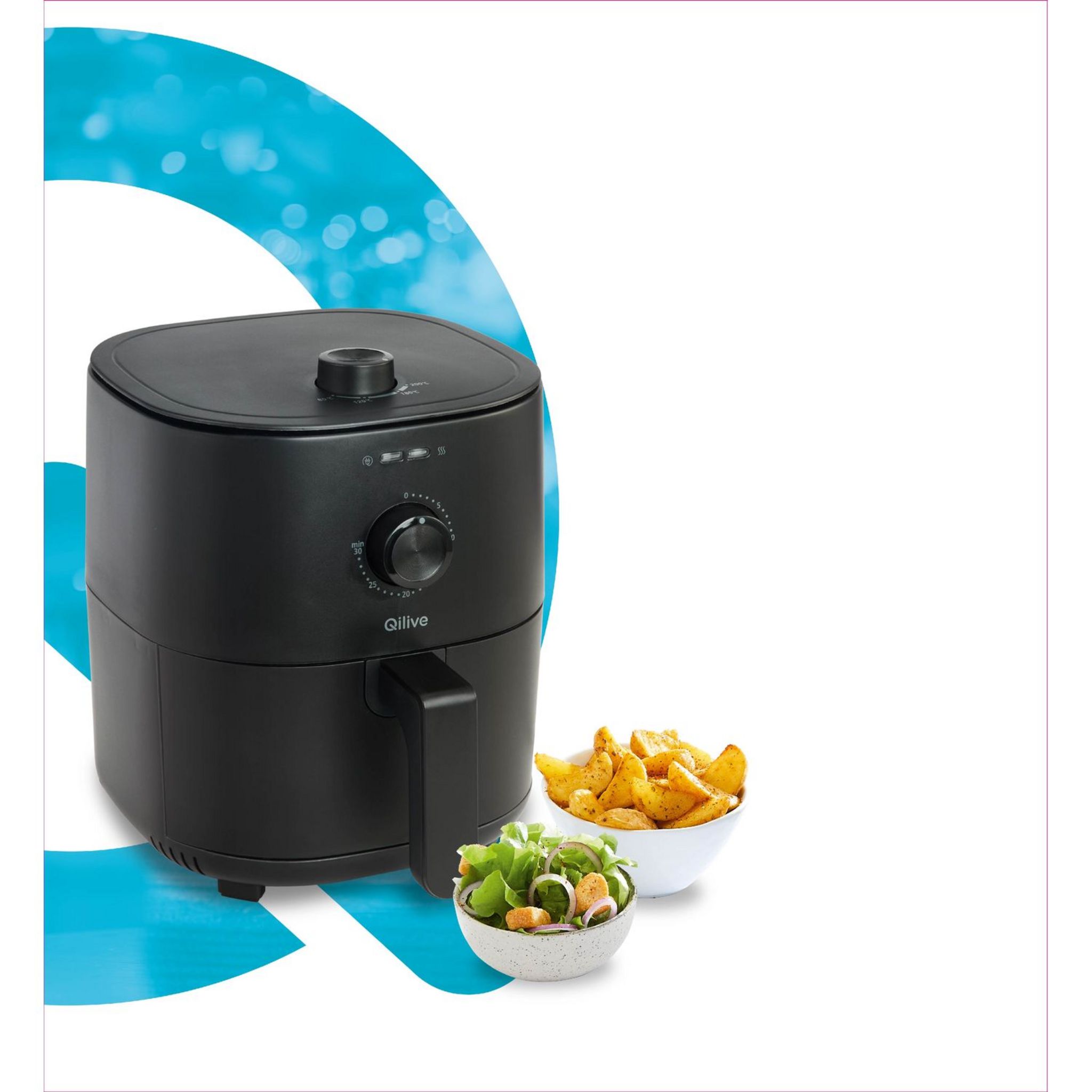 Voir la diapositive 3 : QILIVE Friteuse électrique sans huile à air chaud Q.5667 - Noir