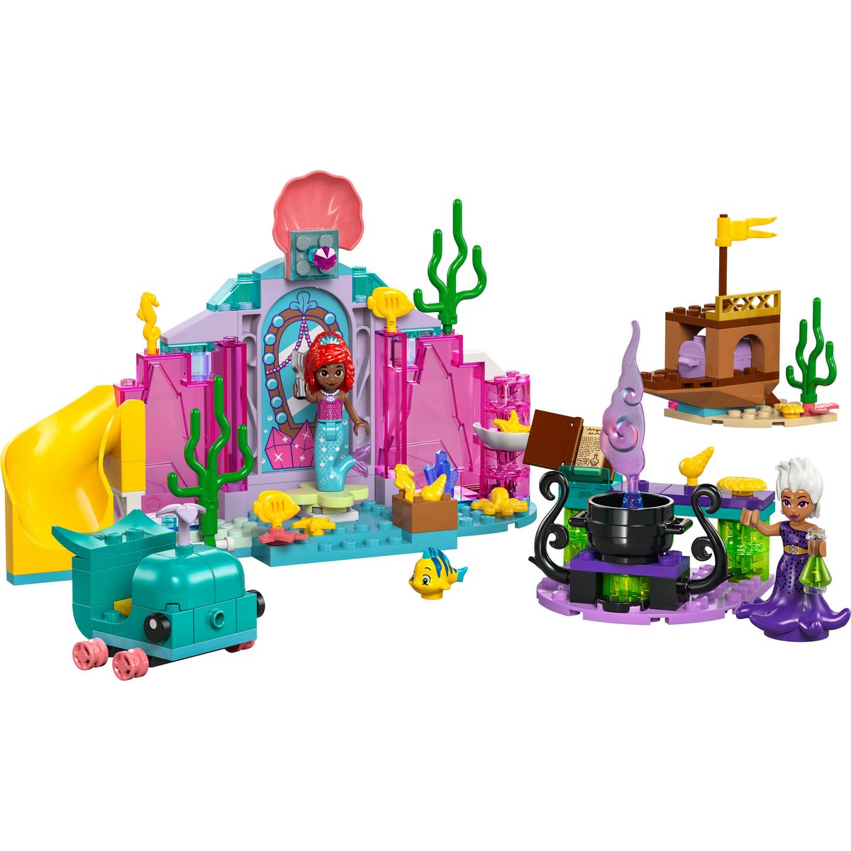 LEGO Disney 43254 - La Grotte de Cristal d'Ariel, Jouet de Construction pour Enfants, Mini-poupées Sirènes et Figurine de Polochon