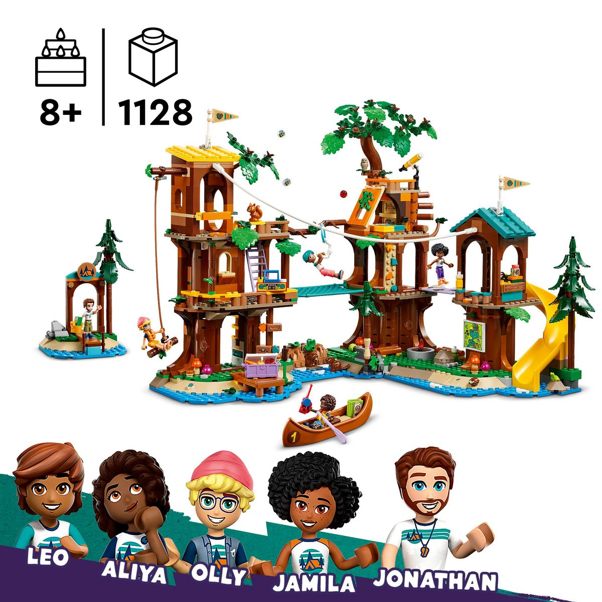 LEGO Friends 42631 -  La Cabane Dans l'Arbre de la Base de Loisirs - Set de Plein Air à Construire - 5 Mini-poupées et 5 Animaux