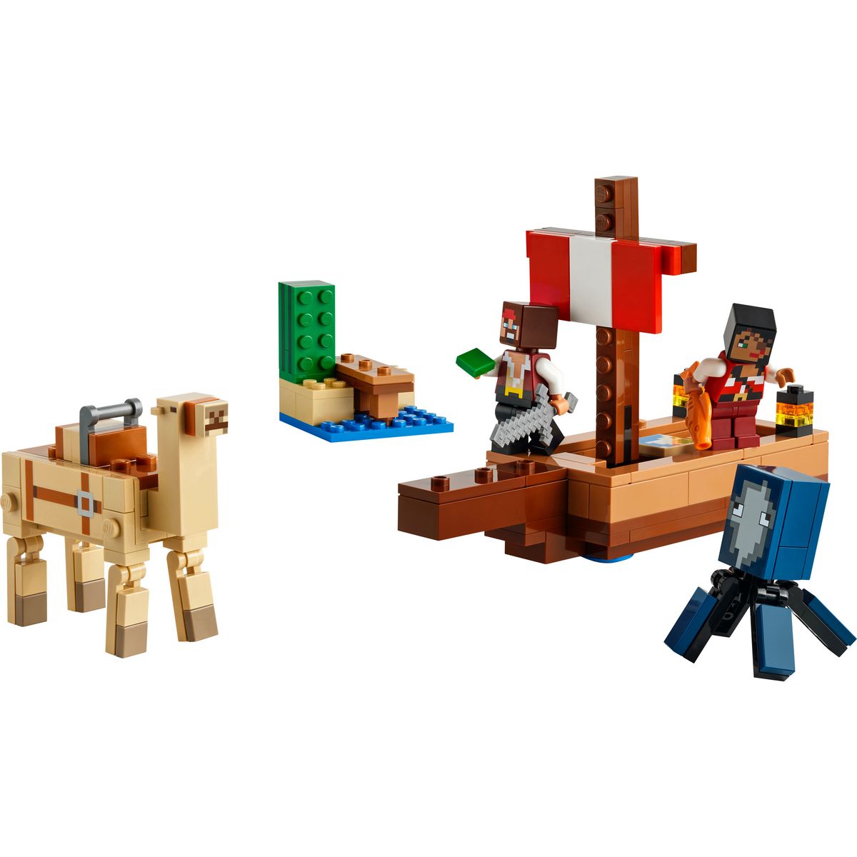 LEGO Minecraft 21259 - Le Voyage du Bateau Pirate - Set d'Exploration Avec une Pieuvre, un Dromadaire et des Minifigurines- Pour Enfants Garçons et Filles de 8 Ans et Plus qui Aiment l'Action