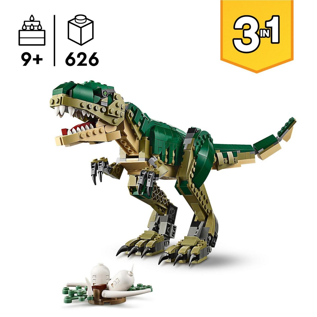 LEGO Creator 31151 - T-Rex -  Dinosaure Jouet à Transformer en Tricératops ou en Ptérodactyle - Set de Construction