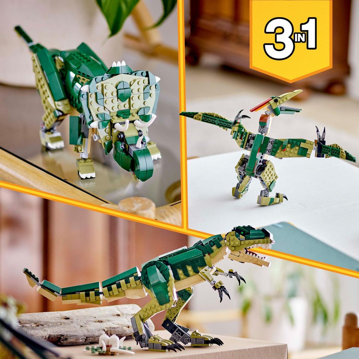 LEGO Creator 31151 - T-Rex -  Dinosaure Jouet à Transformer en Tricératops ou en Ptérodactyle - Set de Construction
