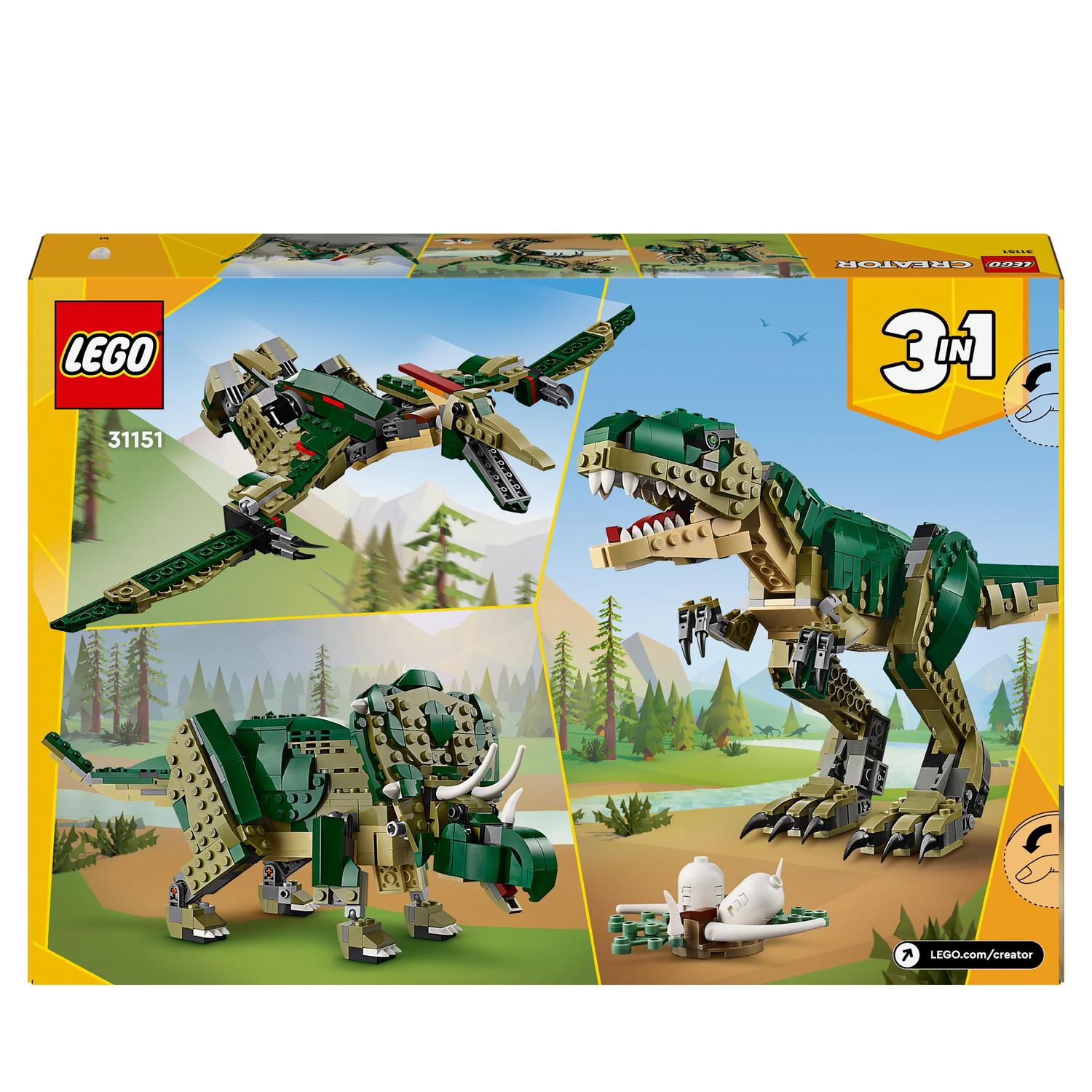 Voir la diapositive 8 : LEGO LEGO® Creator 31151 3-en-1 Le T-rex - Dinosaure jouet tricératops ou ptérodactyle