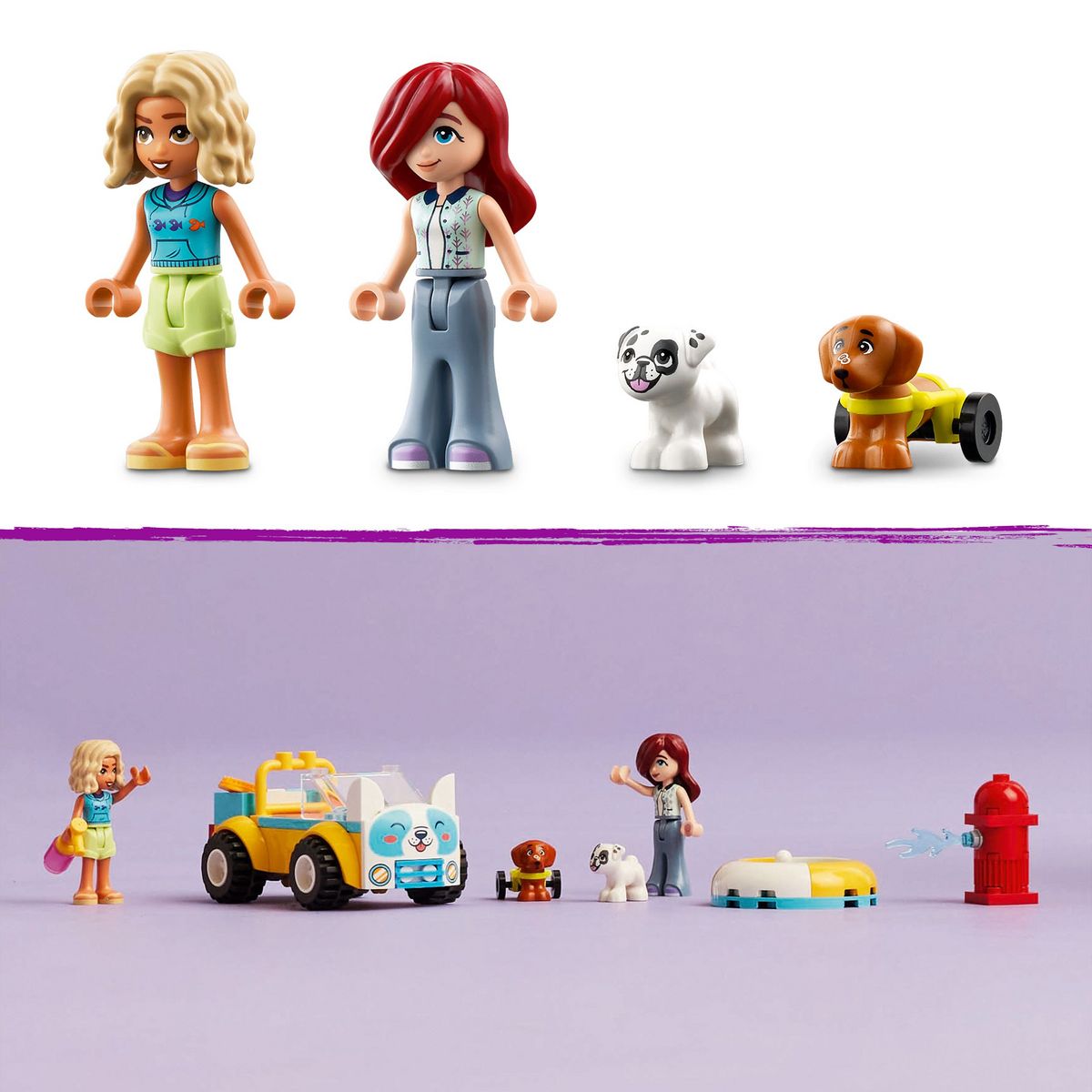 LEGO Friends 42635 - La Voiture de Toilettage Canin - Set avec un Véhicule - Jouet sur le Thème des Animaux et de la Nature - 2 Mini-poupées et 2 Chiens