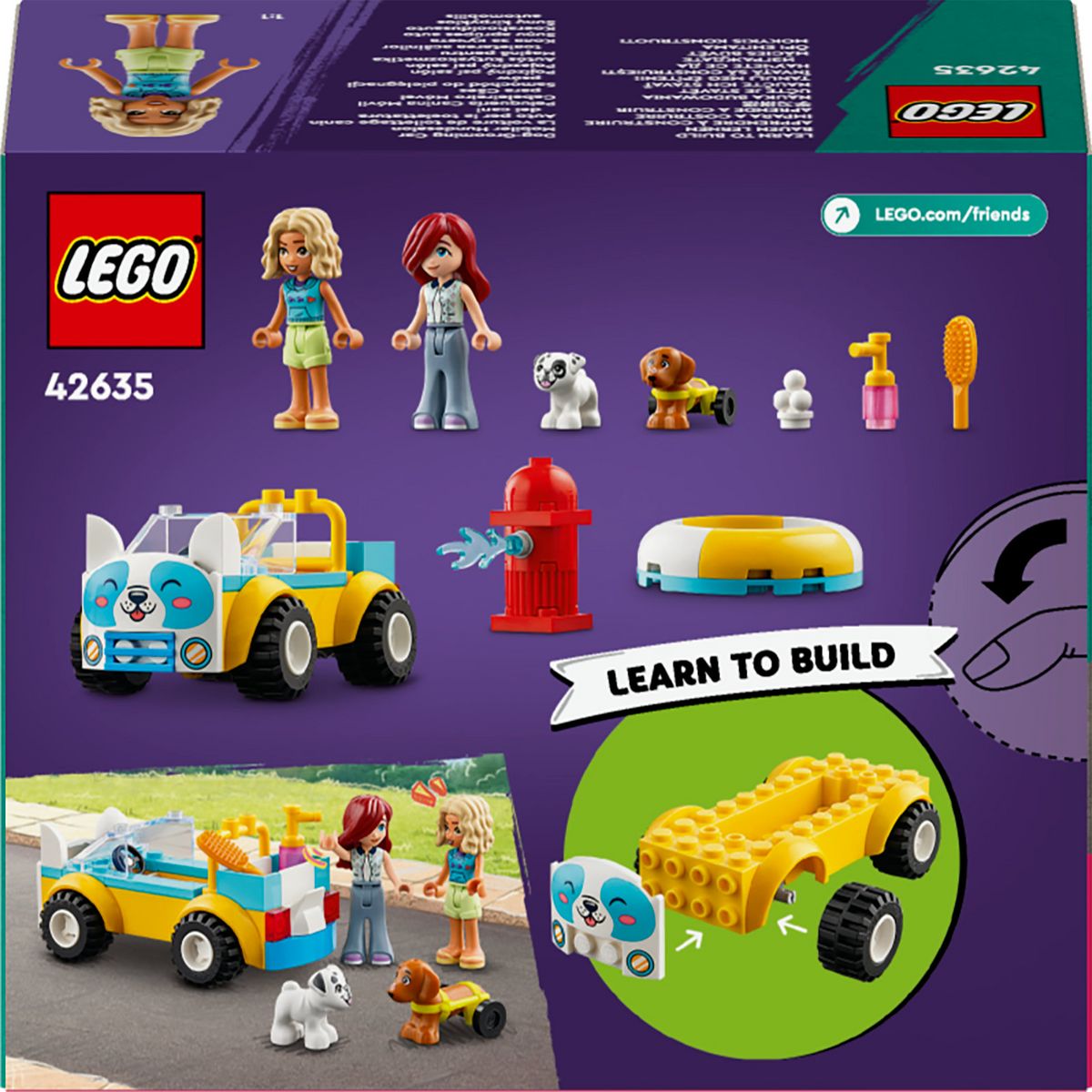 LEGO Friends 42635 - La Voiture de Toilettage Canin - Set avec un Véhicule - Jouet sur le Thème des Animaux et de la Nature - 2 Mini-poupées et 2 Chiens