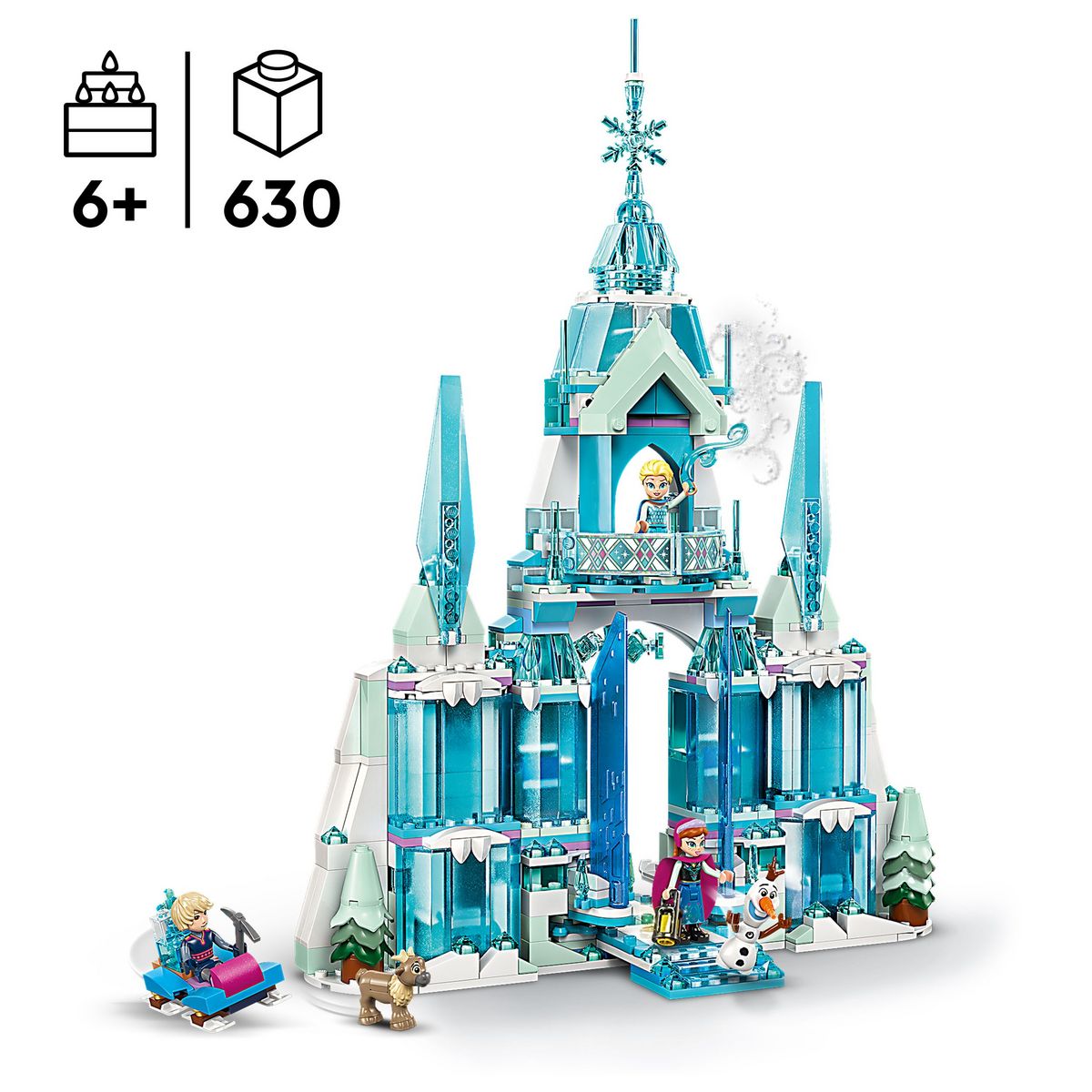 LEGO Disney 43244 - Le Palais de Glace d'Elsa, Jouet de Construction, avec Château et Mini-poupées Elsa et Anna, Cadeau Amusant