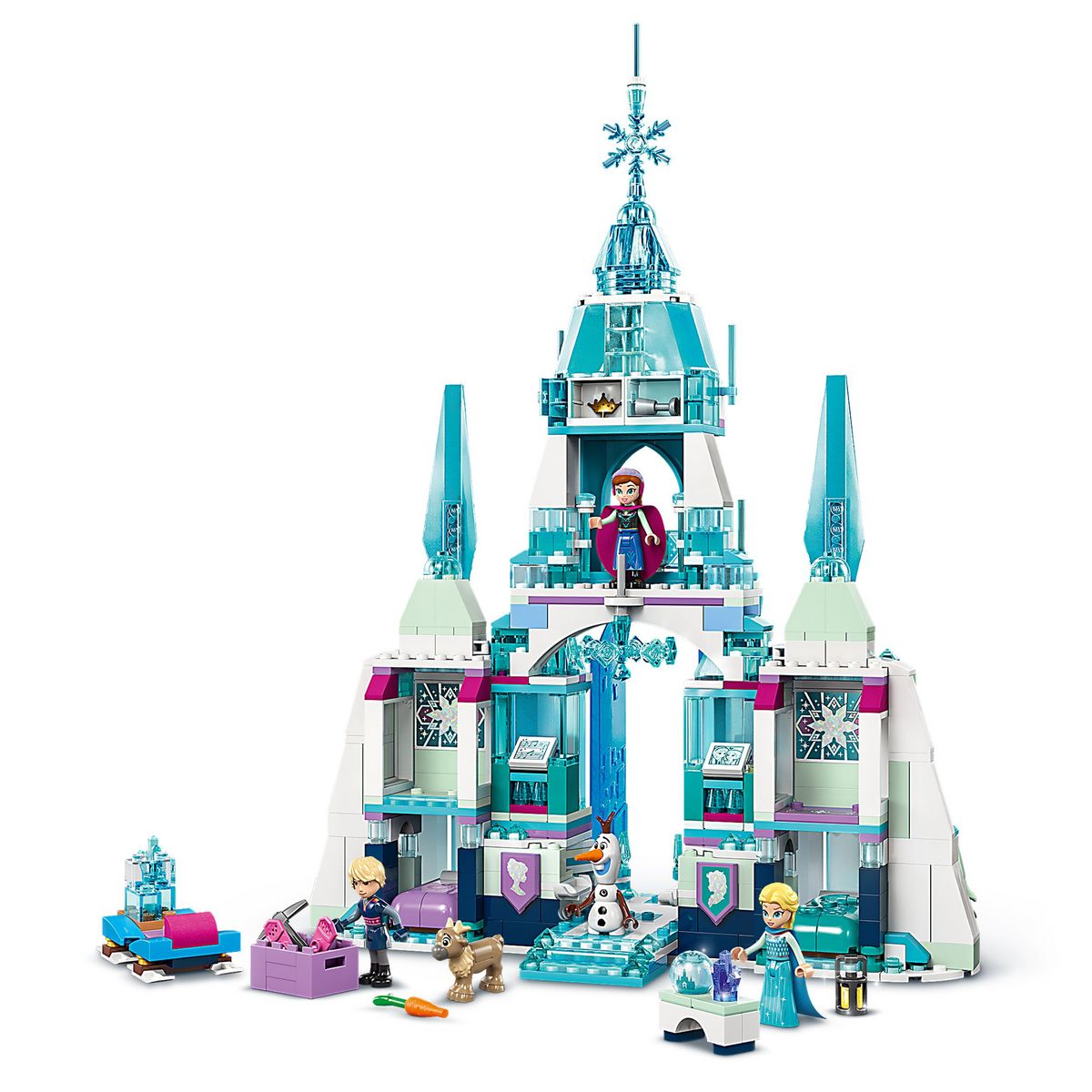 LEGO Disney 43244 - Le Palais de Glace d'Elsa, Jouet de Construction, avec Château et Mini-poupées Elsa et Anna, Cadeau Amusant