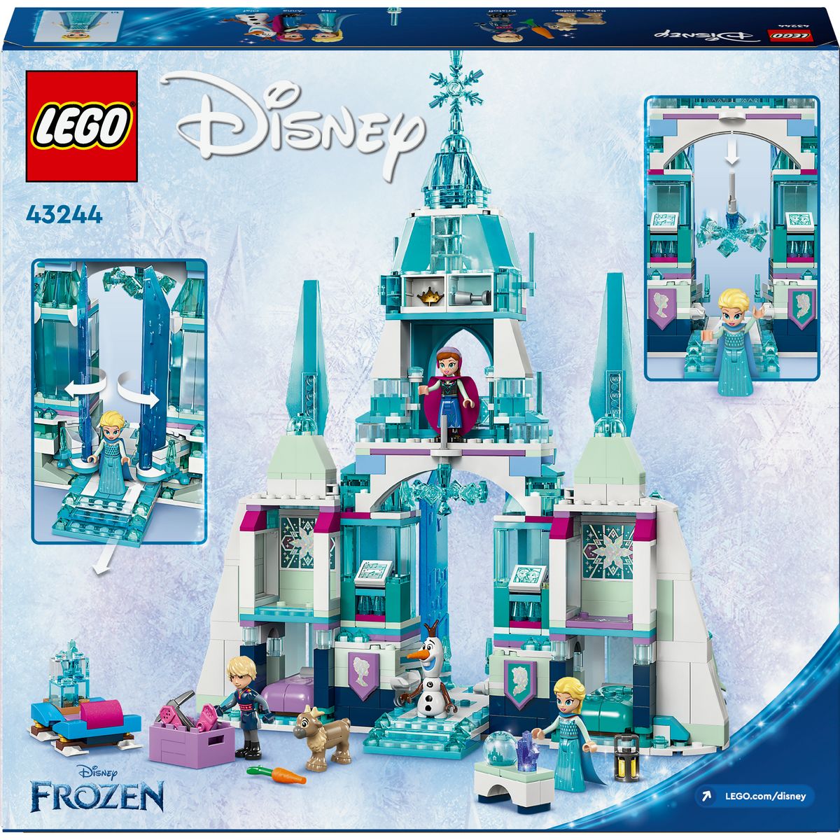 LEGO Disney 43244 - Le Palais de Glace d'Elsa, Jouet de Construction, avec Château et Mini-poupées Elsa et Anna, Cadeau Amusant