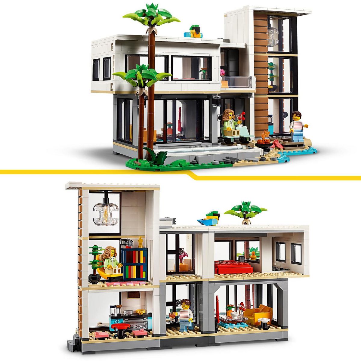 LEGO Creator 51153 - Maison moderne 3-en-1- À Transformer en Immeuble Urbain de 3 Étages ou en Chalet Dans la Forêt - Jeu de Construction