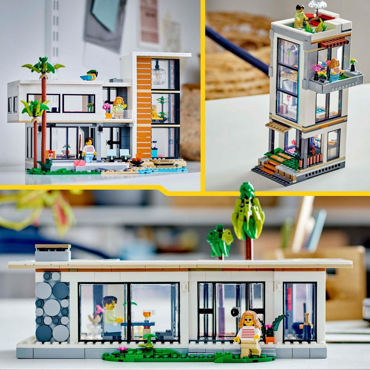 LEGO Creator 51153 - Maison moderne 3-en-1- À Transformer en Immeuble Urbain de 3 Étages ou en Chalet Dans la Forêt - Jeu de Construction