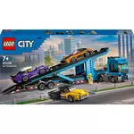 LEGO City 60408 - Le Camion de Transport de Voitures de Sport - Set de 4 Véhicules Pour Enfants dès 7 Ans - Cadeau de Fête ou d'Anniversaire pour Garçons et Filles - 4 Minifigurines pour le Jeu de Rôle