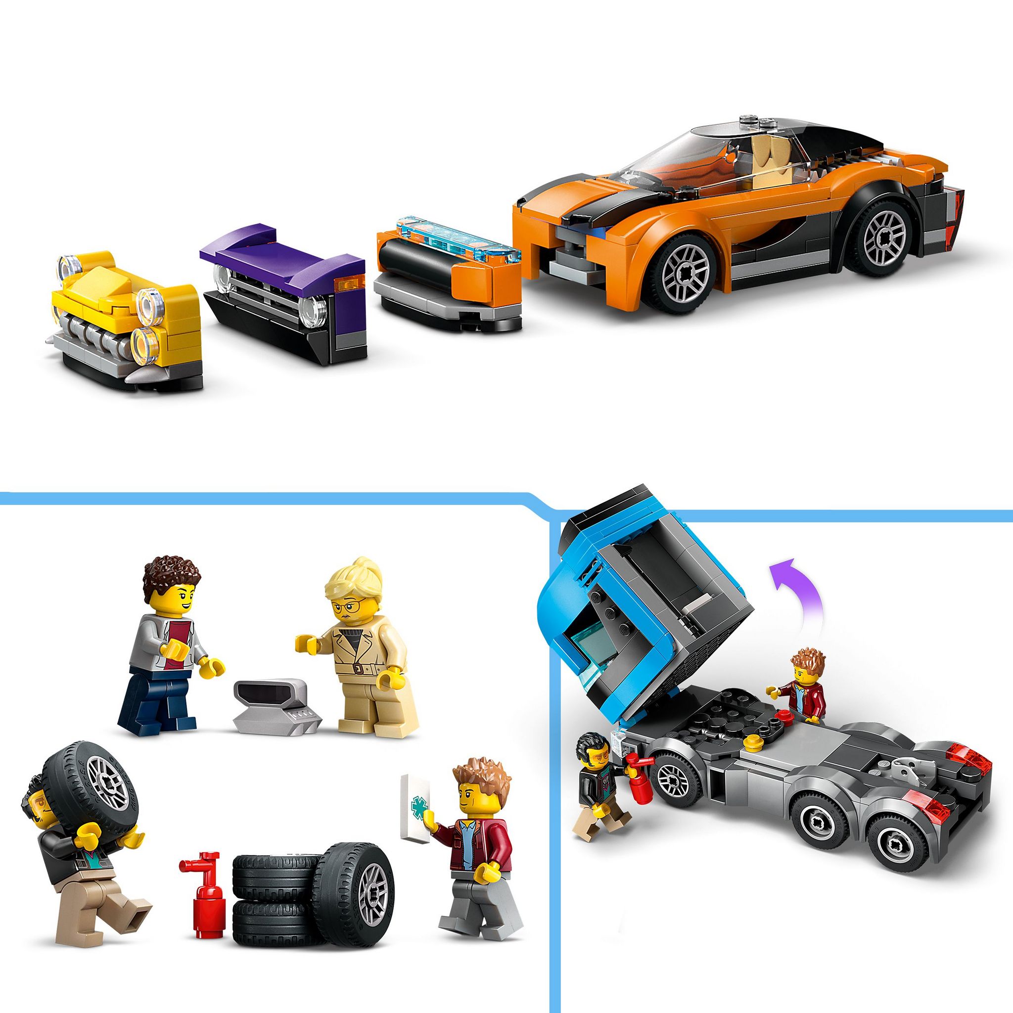 Voir la diapositive 5 : LEGO City 60408 - Le Camion de Transport de Voitures de Sport - Set de 4 Véhicules Pour Enfants dès 7 Ans - Cadeau de Fête ou d'Anniversaire pour Garçons et Filles - 4 Minifigurines pour le Jeu de Rôle
