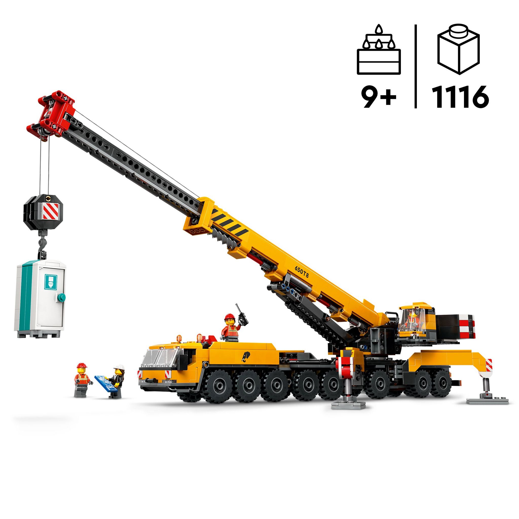 Voir la diapositive 3 : LEGO City 60409 - La Grue de Chantier Mobile Jaune - Set de Construction - Cadeau Créatif pour Garçons et Filles dès 9 Ans - Flèche Télescopique et 4 Minifigurines d'Ouvriers pour le Jeu de Rôle