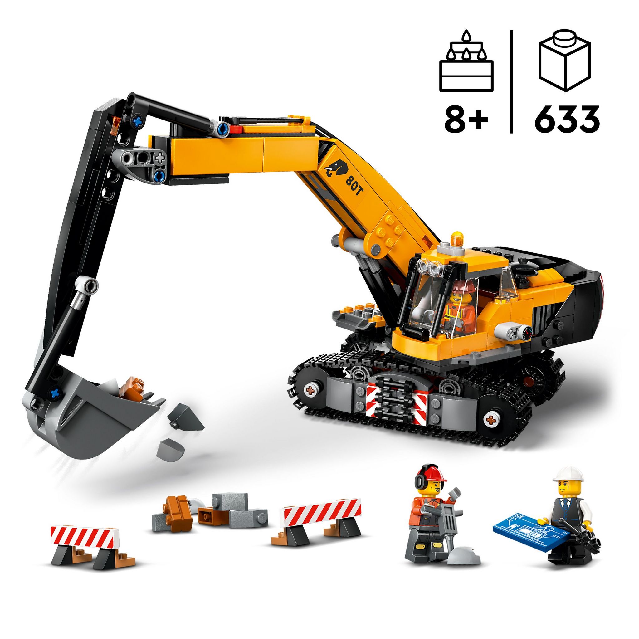 Voir la diapositive 3 : LEGO City 60420 - La Pelleteuse de Chantier Jaune, Jouet Pour Enfants Garçons et Filles dès 8 Ans, Cadeau de Fêtes ou d'Anniversaire, Minifigurines de Conducteur, Ouvrier et Architecte