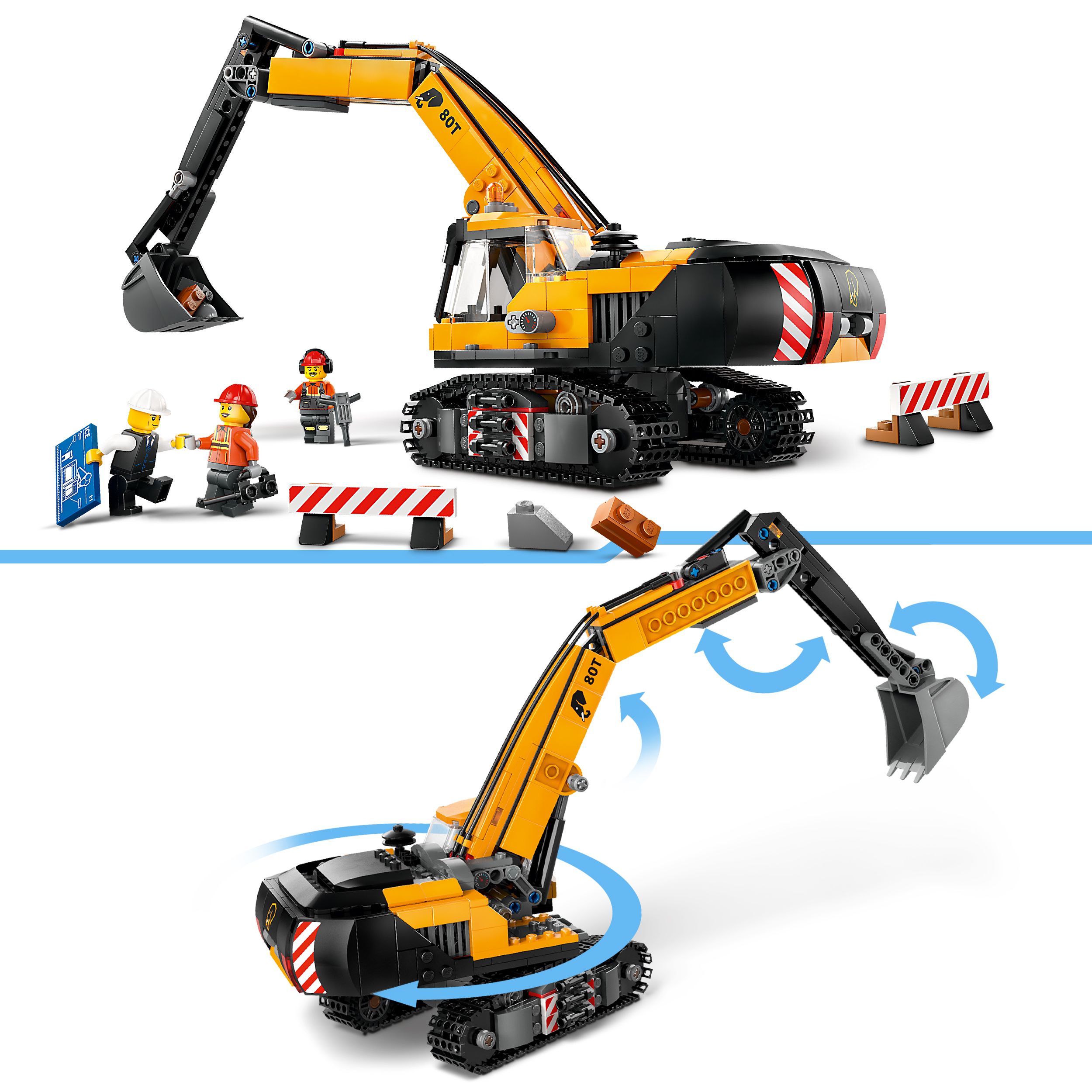 Voir la diapositive 4 : LEGO City 60420 - La Pelleteuse de Chantier Jaune, Jouet Pour Enfants Garçons et Filles dès 8 Ans, Cadeau de Fêtes ou d'Anniversaire, Minifigurines de Conducteur, Ouvrier et Architecte