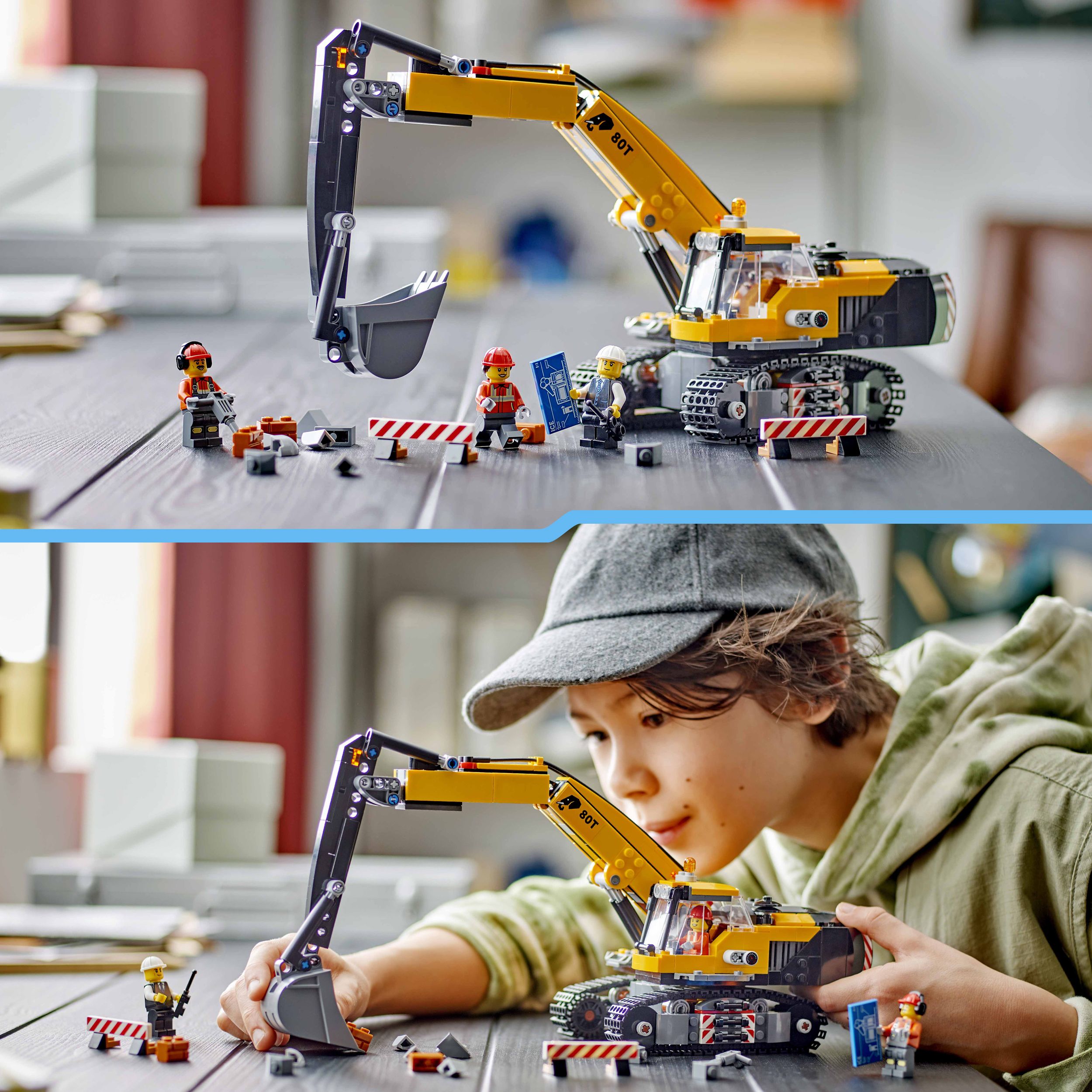 Voir la diapositive 6 : LEGO City 60420 - La Pelleteuse de Chantier Jaune, Jouet Pour Enfants Garçons et Filles dès 8 Ans, Cadeau de Fêtes ou d'Anniversaire, Minifigurines de Conducteur, Ouvrier et Architecte