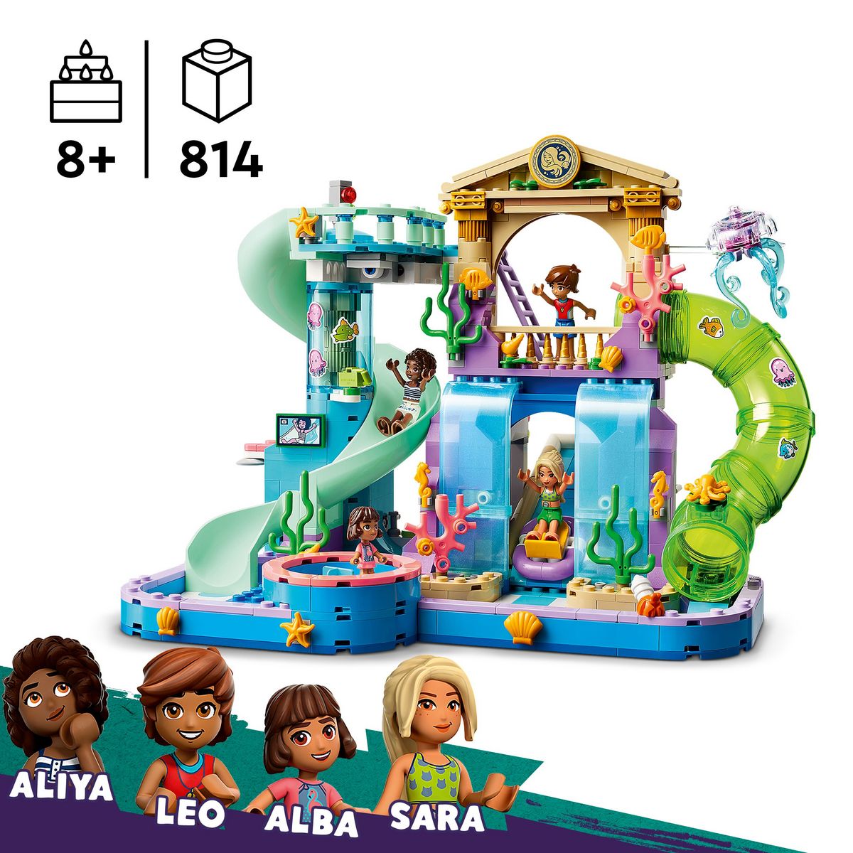 LEGO Friends 42630 - Le Parc Aquatique de Heartlake City - Set de Construction - Jeu Créatif pour les Enfants dès 8 Ans - Inclut 3 Mini-poupées, une Micro-poupée, 3 Toboggans et un Jacuzzi