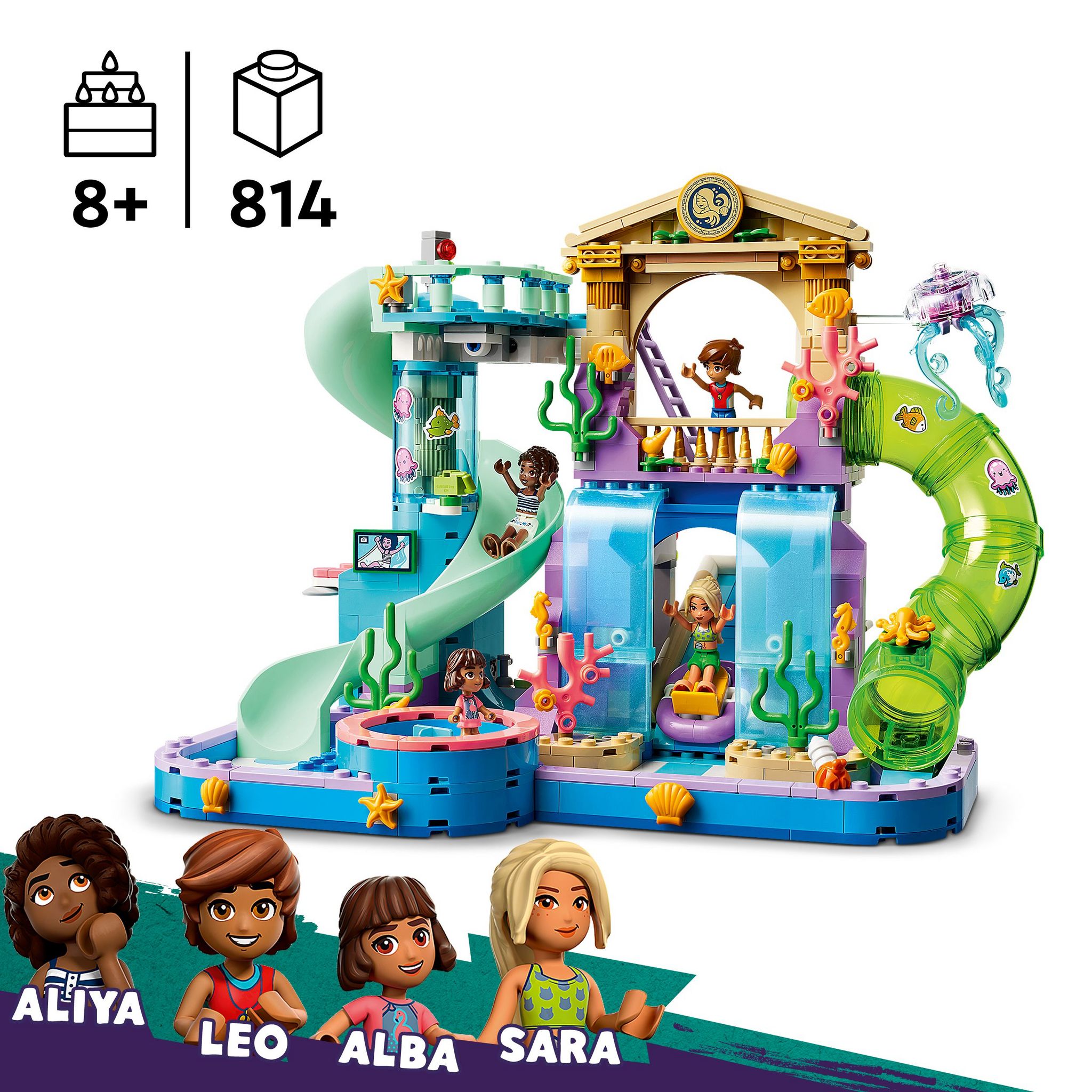 Voir la diapositive 3 : LEGO Friends 42630 - Le Parc Aquatique de Heartlake City - Set de Construction - Jeu Créatif pour les Enfants dès 8 Ans - Inclut 3 Mini-poupées, une Micro-poupée, 3 Toboggans et un Jacuzzi