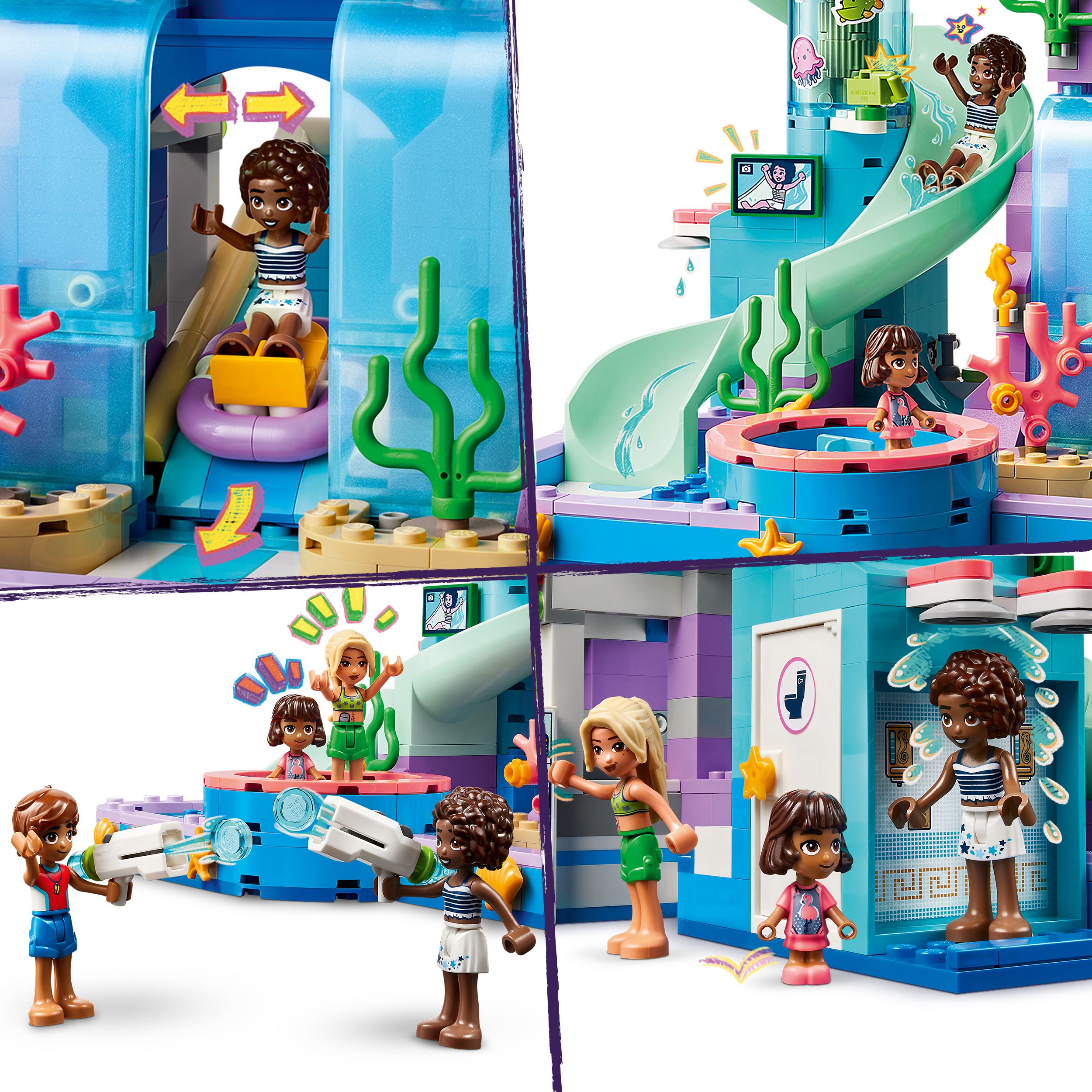 Voir la diapositive 5 : LEGO Friends 42630 - Le Parc Aquatique de Heartlake City - Set de Construction - Jeu Créatif pour les Enfants dès 8 Ans - Inclut 3 Mini-poupées, une Micro-poupée, 3 Toboggans et un Jacuzzi
