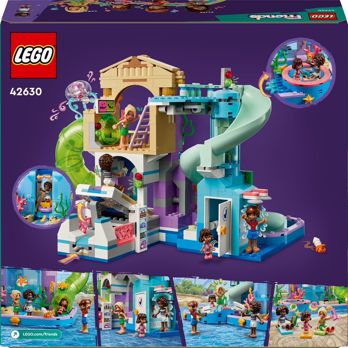 LEGO Friends 42630 - Le Parc Aquatique de Heartlake City - Set de Construction - Jeu Créatif pour les Enfants dès 8 Ans - Inclut 3 Mini-poupées, une Micro-poupée, 3 Toboggans et un Jacuzzi