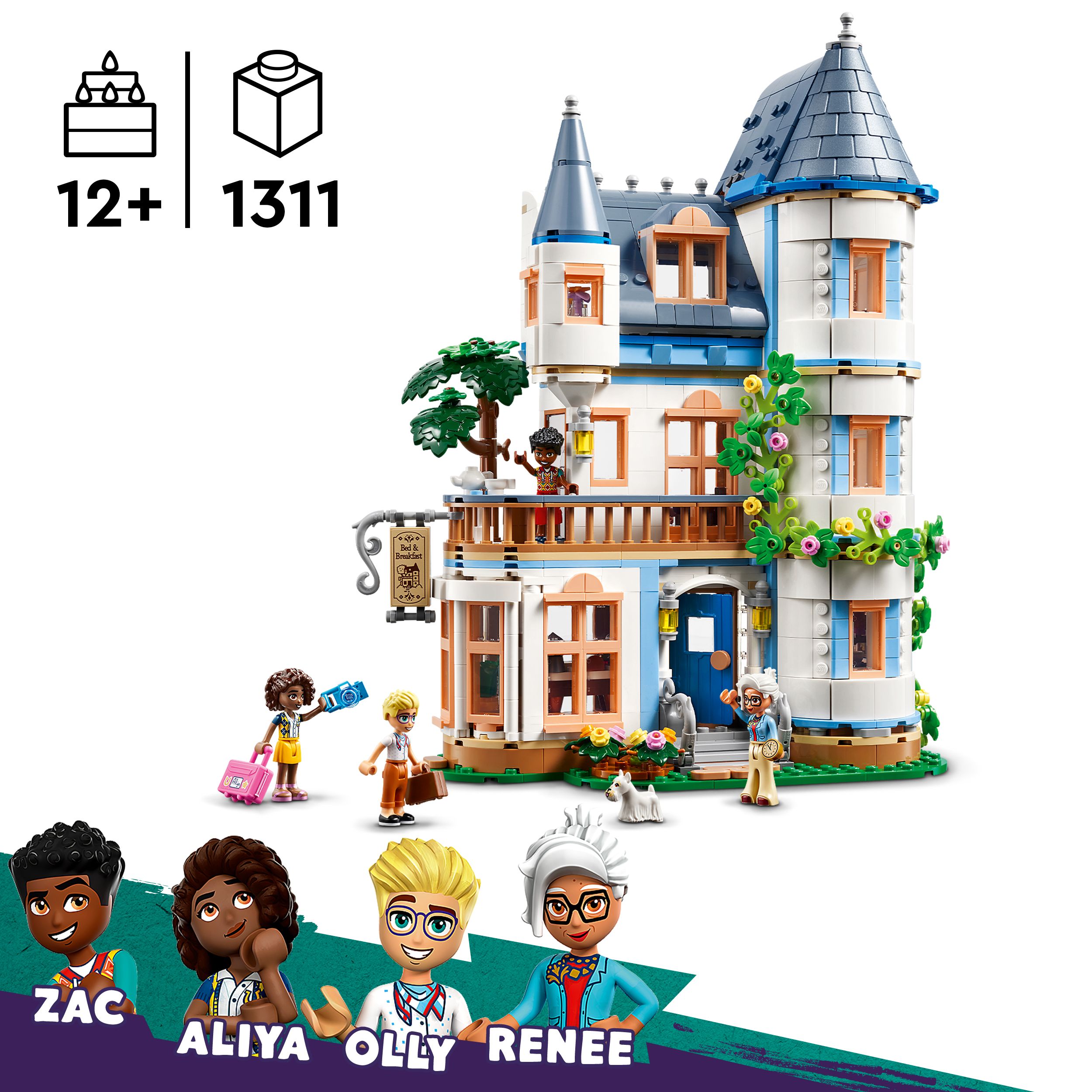 Voir la diapositive 3 : LEGO Friends 42638 -  La Chambre d'Hôte Dans un Château - Set Pour Enfants dès 12 Ans - Avec 4 Mini-poupées, un Chien et des Accessoires