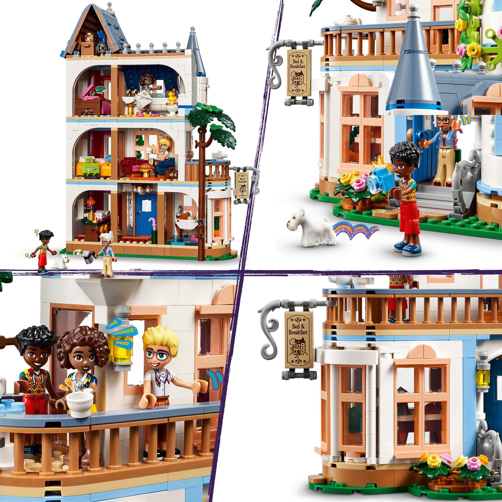 Voir la diapositive 4 : LEGO Friends 42638 -  La Chambre d'Hôte Dans un Château - Set Pour Enfants dès 12 Ans - Avec 4 Mini-poupées, un Chien et des Accessoires