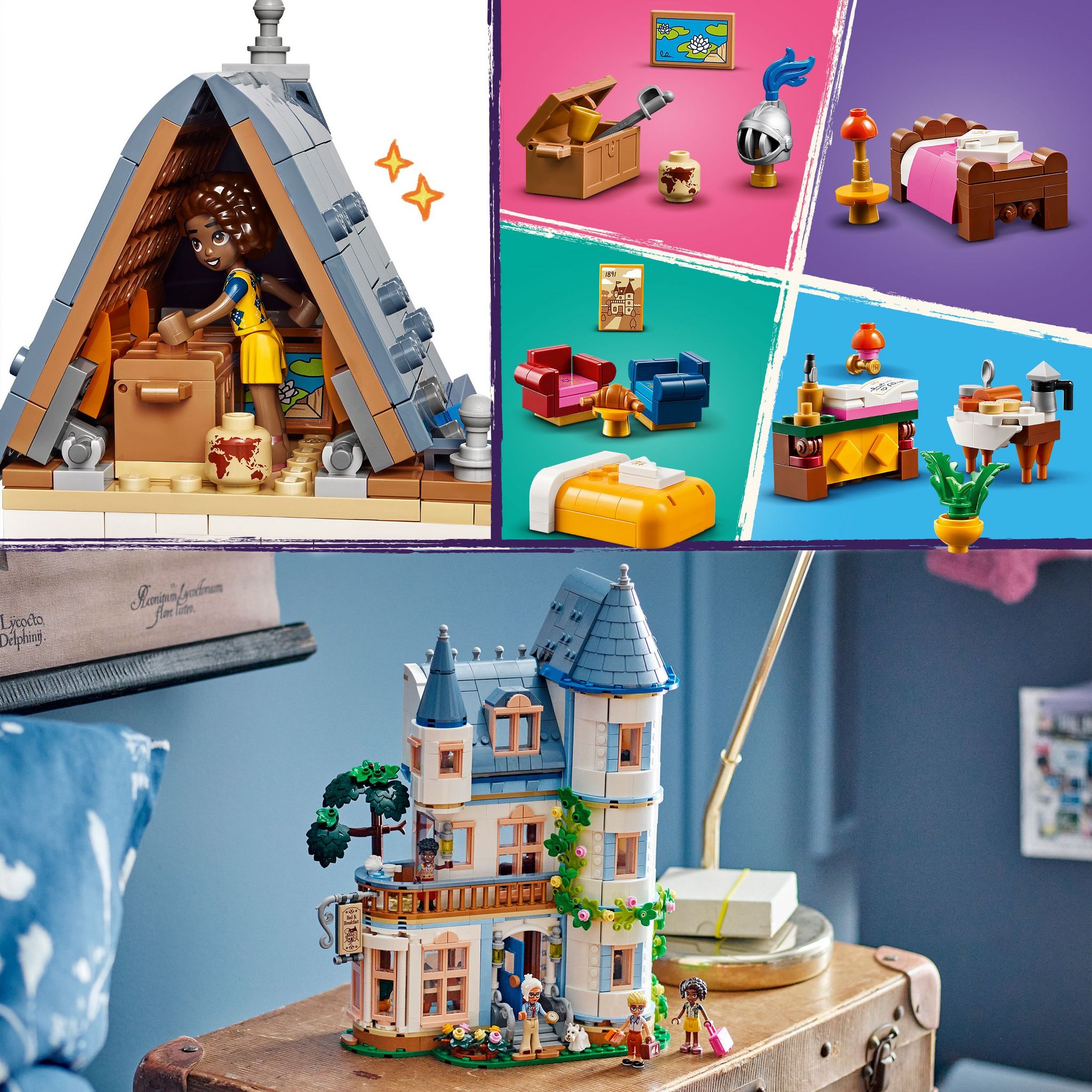 Voir la diapositive 6 : LEGO Friends 42638 -  La Chambre d'Hôte Dans un Château - Set Pour Enfants dès 12 Ans - Avec 4 Mini-poupées, un Chien et des Accessoires