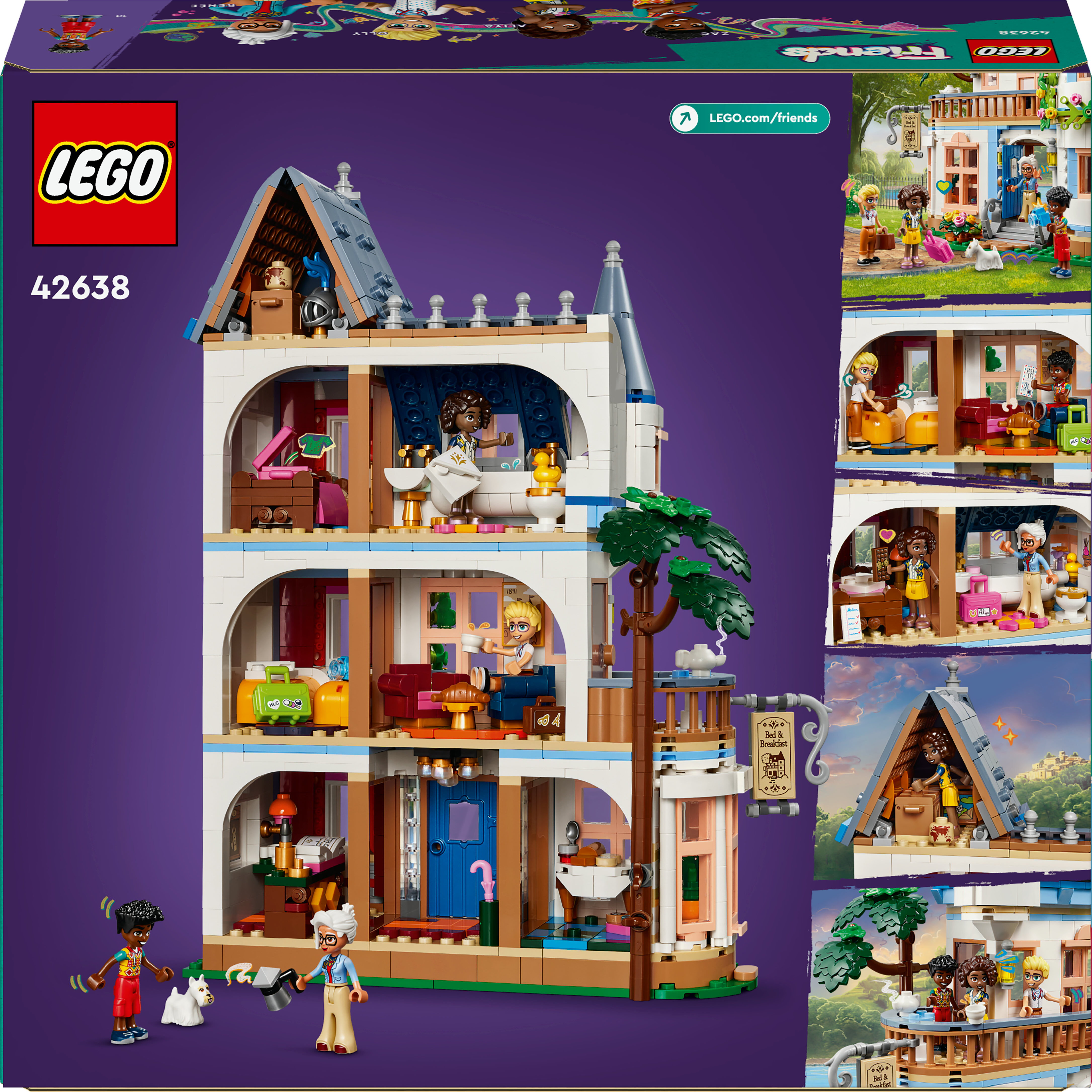 Voir la diapositive 8 : LEGO Friends 42638 -  La Chambre d'Hôte Dans un Château - Set Pour Enfants dès 12 Ans - Avec 4 Mini-poupées, un Chien et des Accessoires