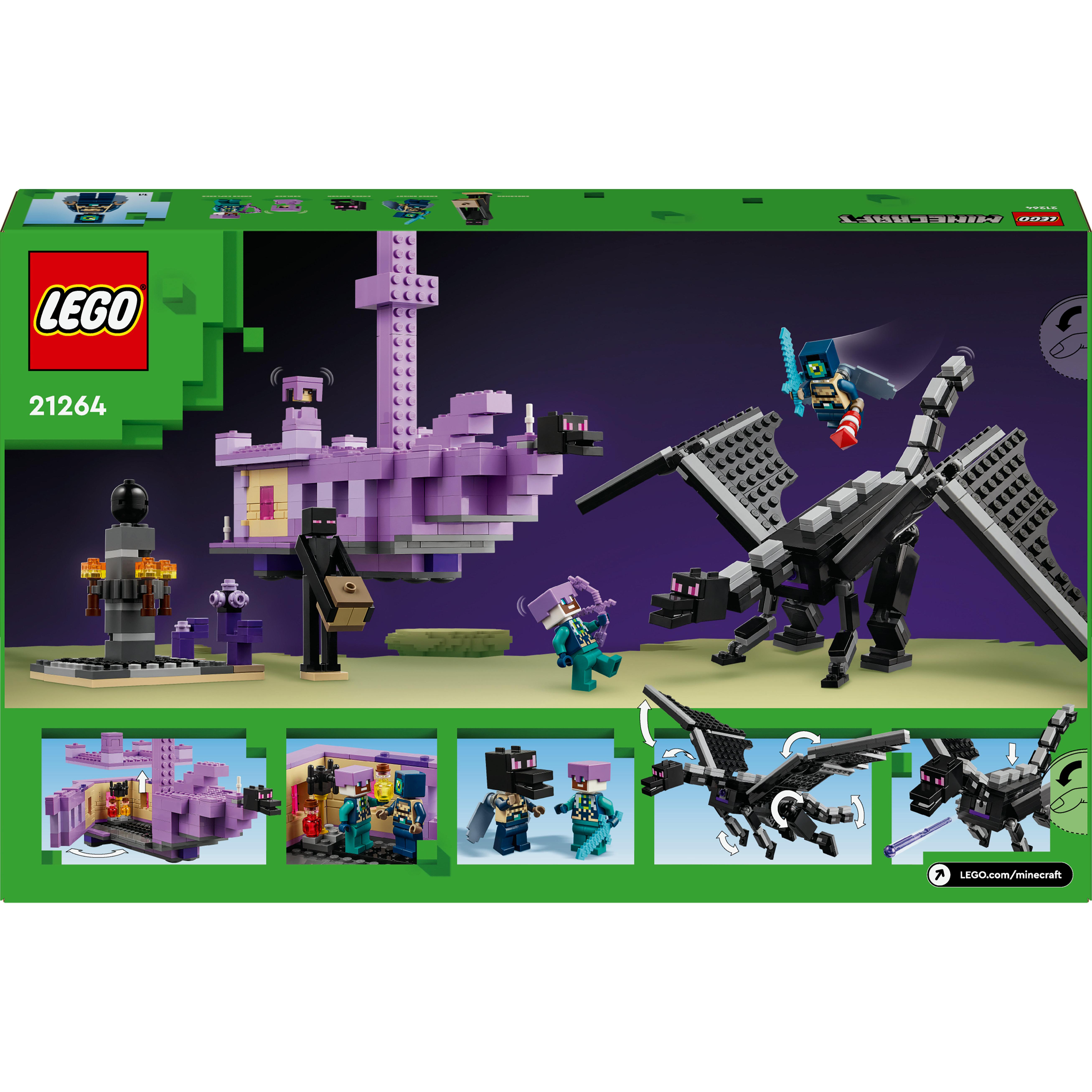 Voir la diapositive 8 : LEGO Minecraft 21264 - Le Dragon et le Navire de l'Ender - Jeu d'Aventure et d'Exploration - Set Inspiré des Jeux Vidéo - Jouet d'Explorateur