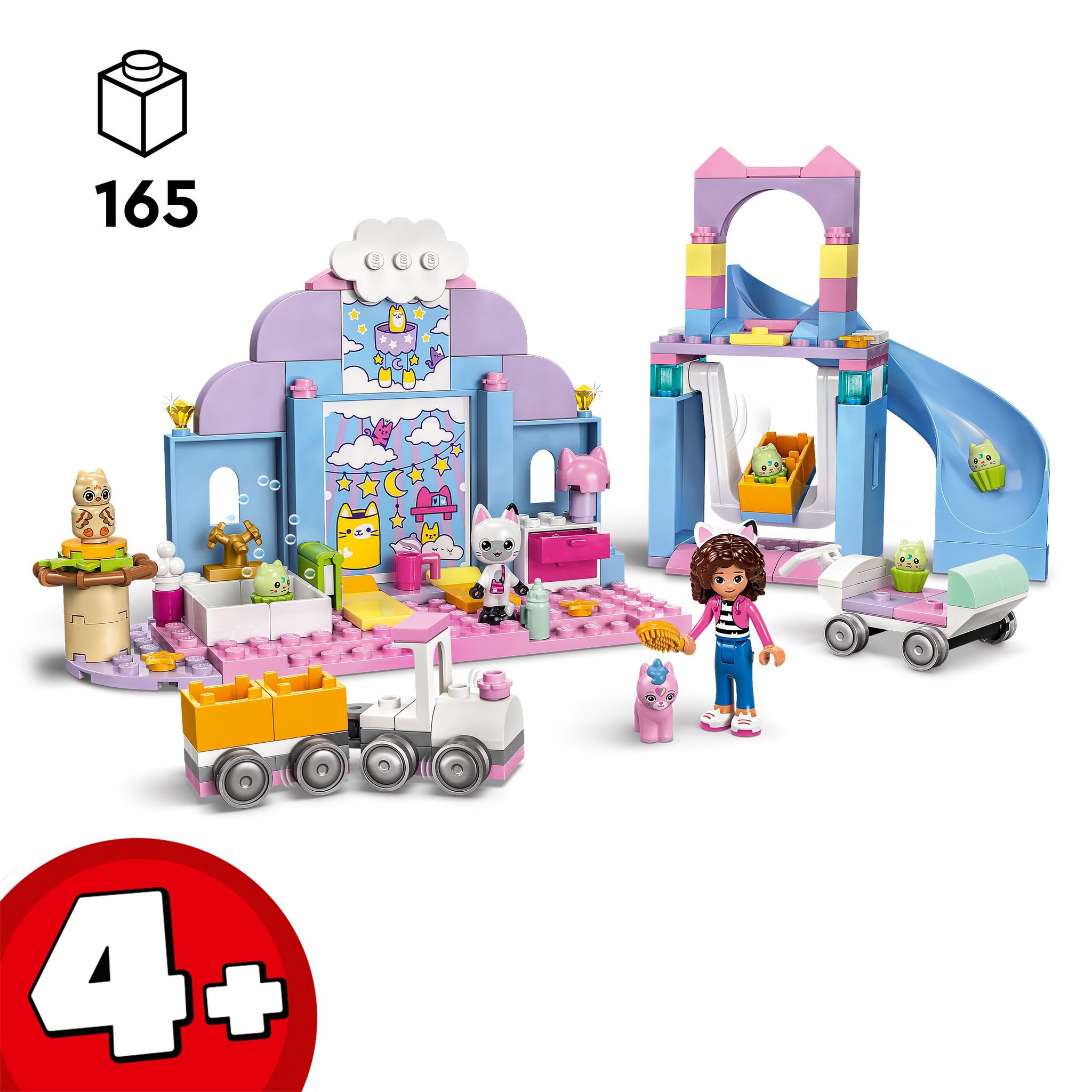 Voir la diapositive 3 : LEGO Gabby et la Maison Magique 10796 - La Nurs'oreille de Gabby - Set pour Enfants sur le Thème des Animaux - Jouet avec un Toboggan et des Figurines