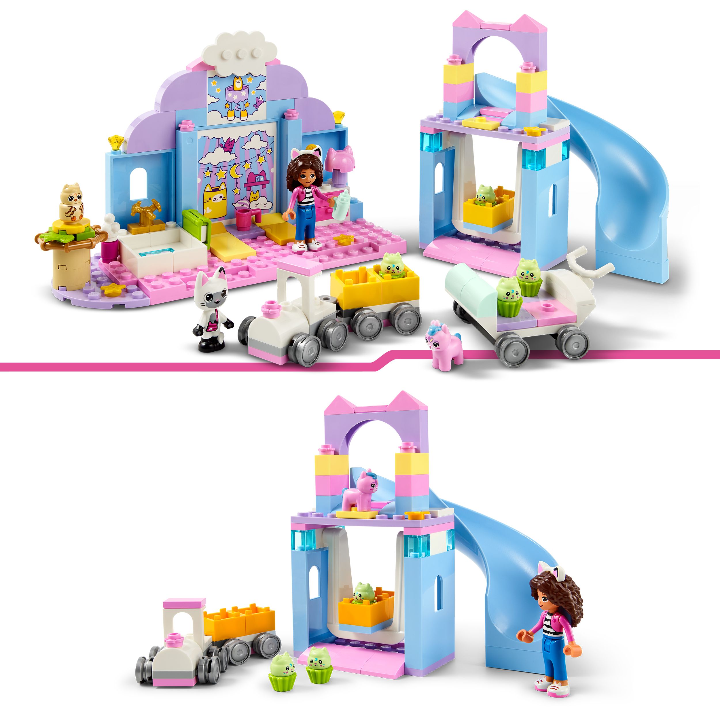 Voir la diapositive 4 : LEGO Gabby et la Maison Magique 10796 - La Nurs'oreille de Gabby - Set pour Enfants sur le Thème des Animaux - Jouet avec un Toboggan et des Figurines