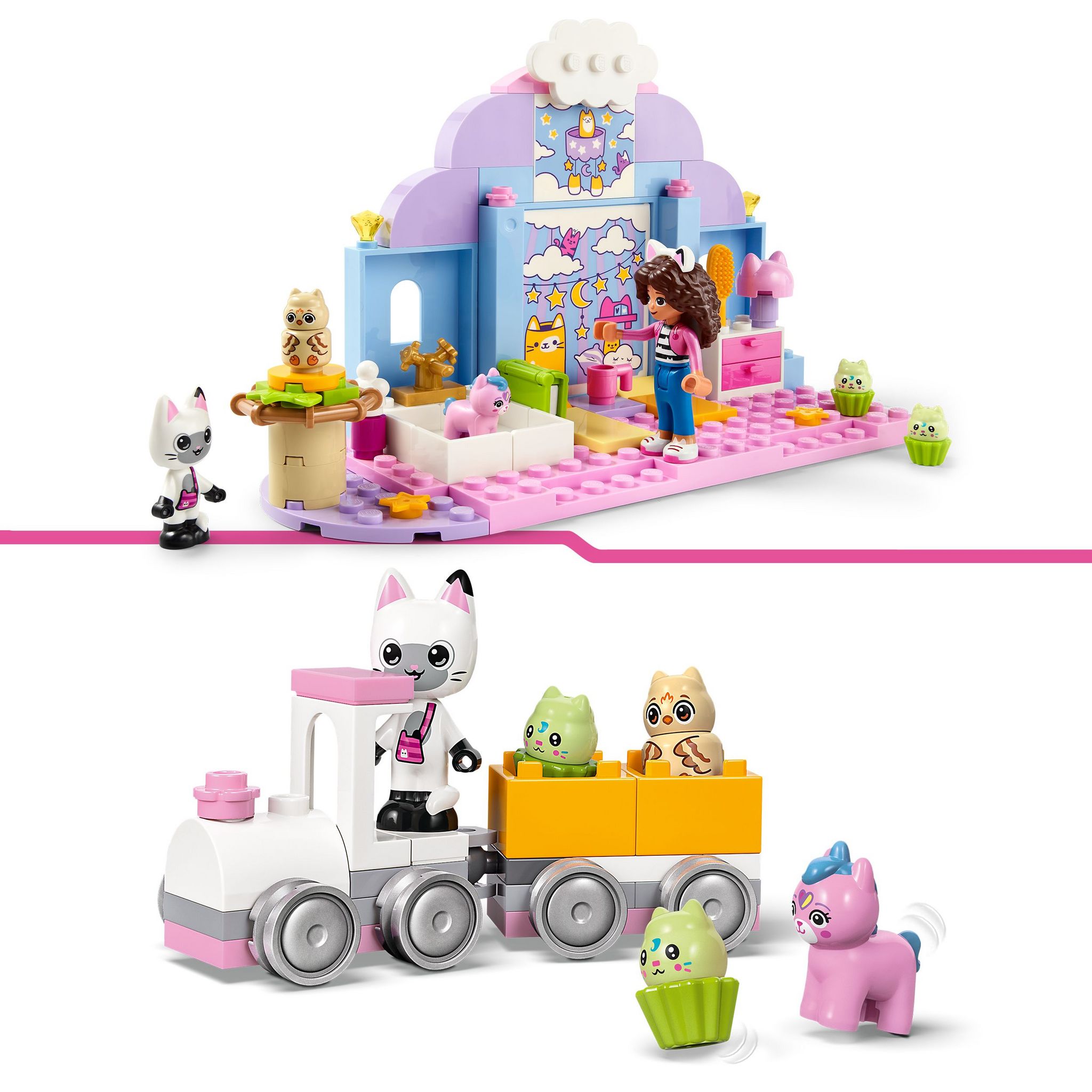 Voir la diapositive 5 : LEGO Gabby et la Maison Magique 10796 - La Nurs'oreille de Gabby - Set pour Enfants sur le Thème des Animaux - Jouet avec un Toboggan et des Figurines