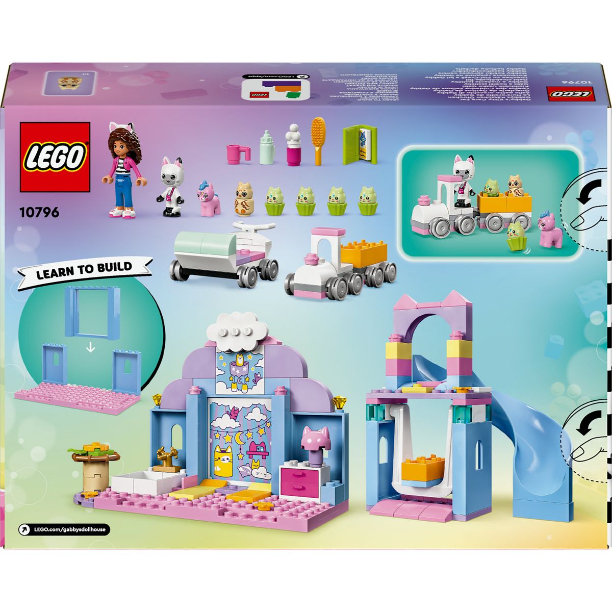 LEGO Gabby et la Maison Magique 10796 - La Nurs'oreille de Gabby - Set pour Enfants sur le Thème des Animaux - Jouet avec un Toboggan et des Figurines