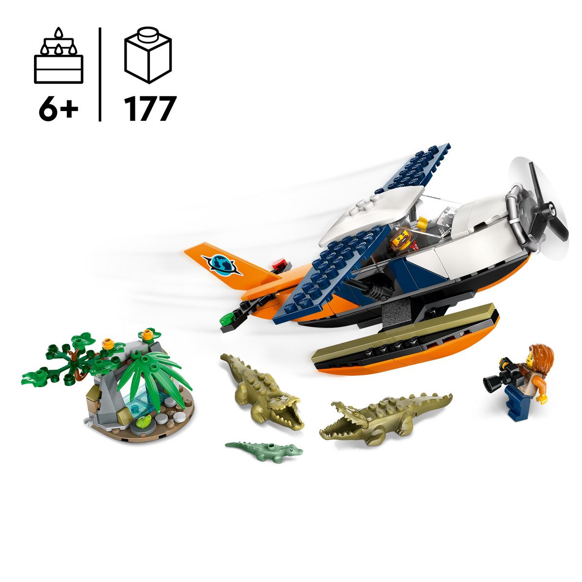LEGO City 60425 - L'Hydravion de l'Explorateur de la Jungle - Jouet Pour Garçons et Filles à Partir de 6 Ans - Cadeau Amusant