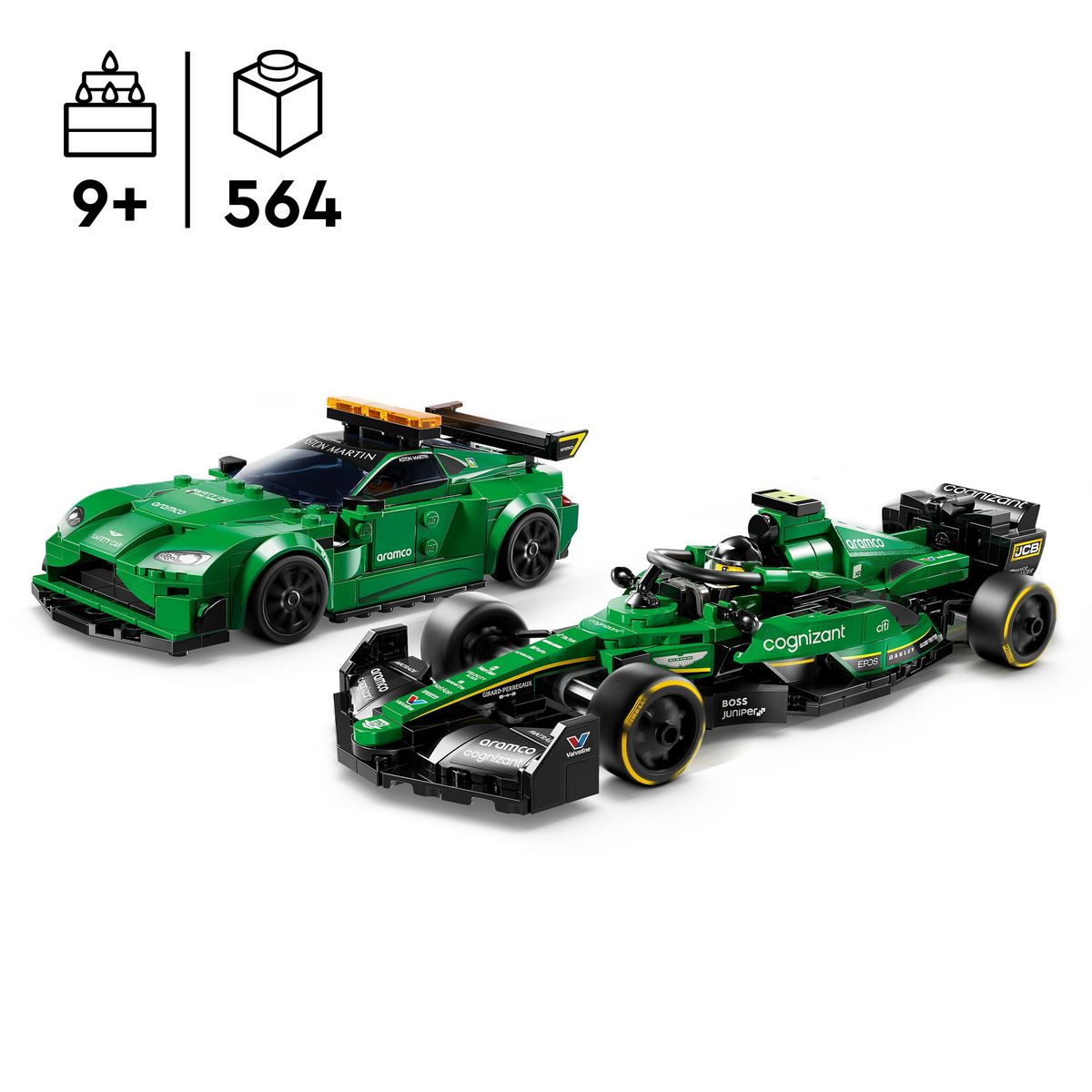 LEGO Speed Champions 76925 - Aston Martin Safety Car & AMR23, Set de Construction - Inclut Deux Minifigurines et 2 Répliques de Véhicules